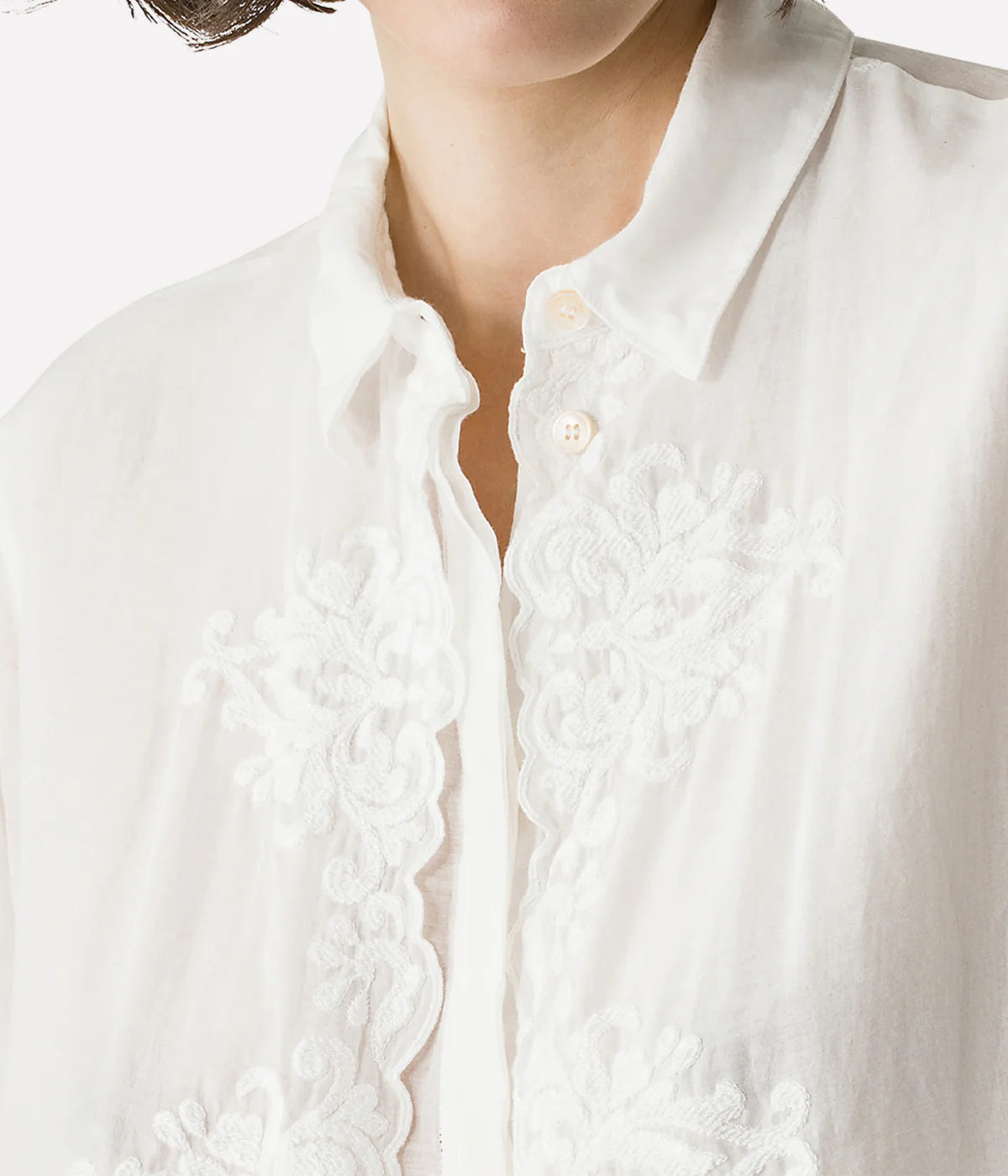 Embroidered Voile Shirt In Bianco