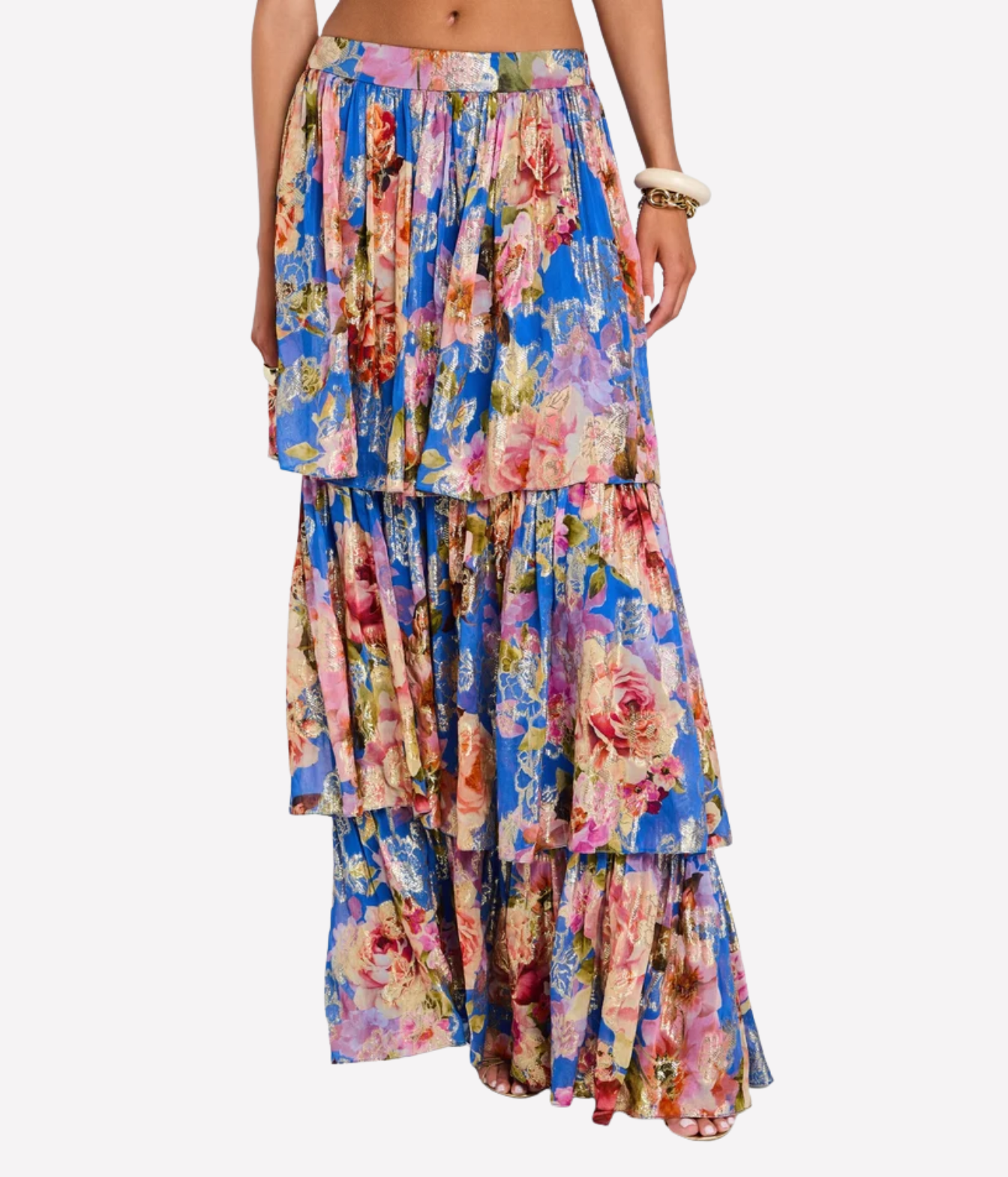 Tiered Maxi Skirt In Blue