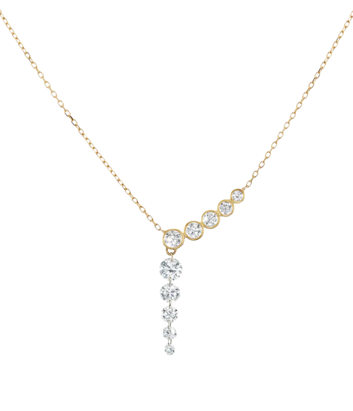 Five Diamond Line with Quintuple Pierced Diamond Necklace