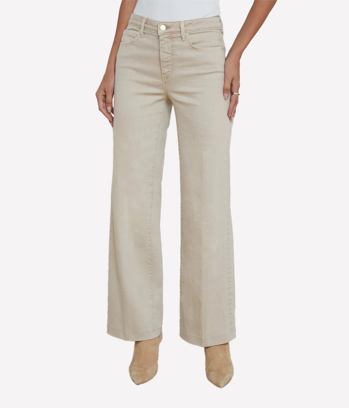 Scottie High Rise Wide Leg Jean In Biscuit