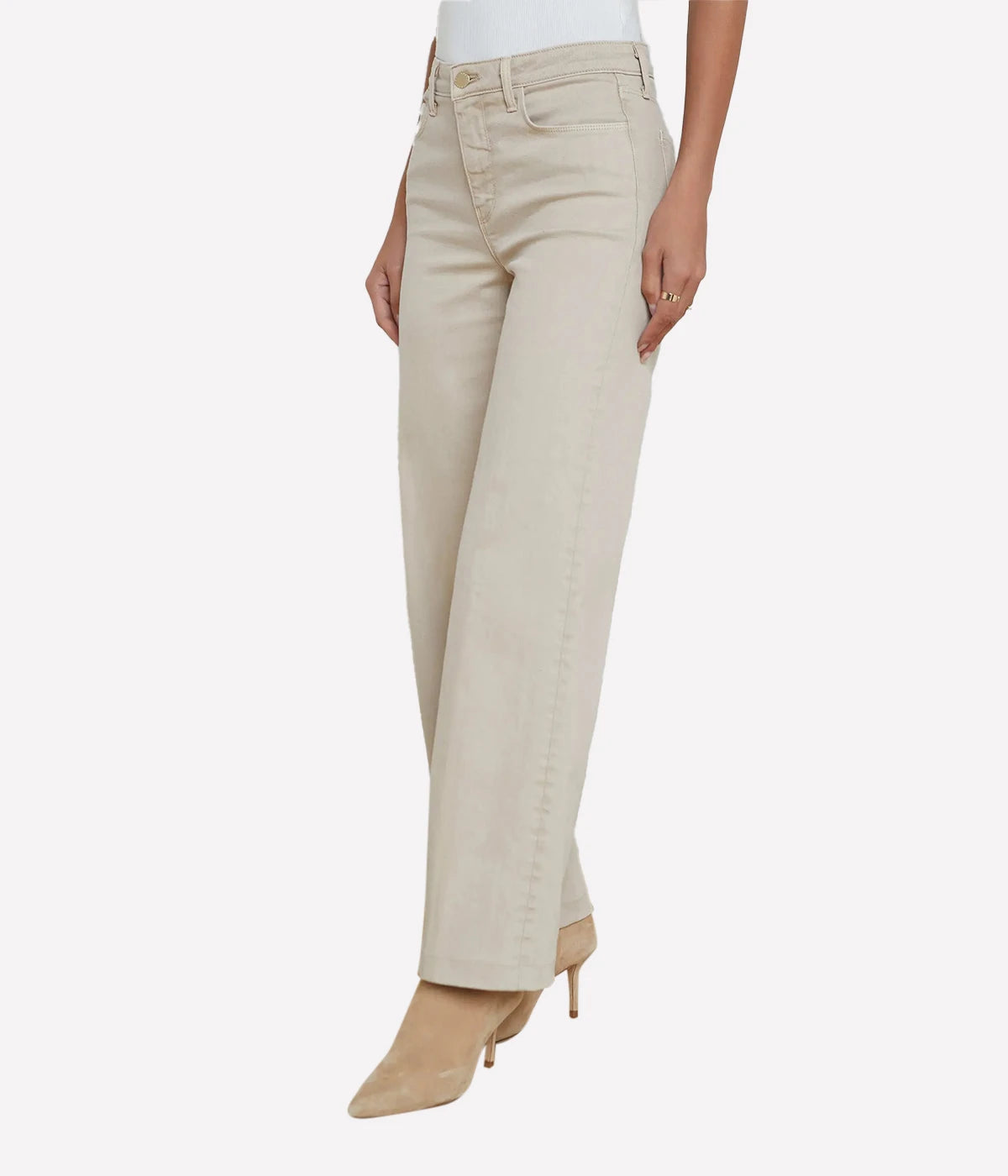Scottie High Rise Wide Leg Jean In Biscuit