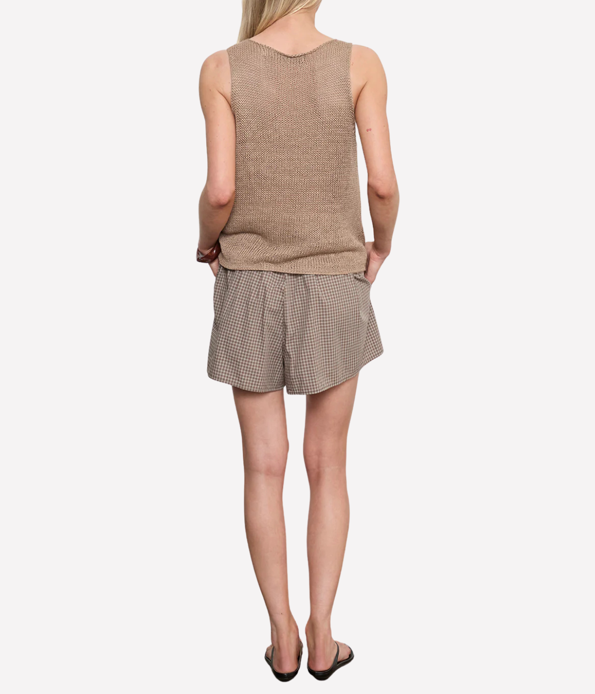 Linen Open Knit Tank in Flax