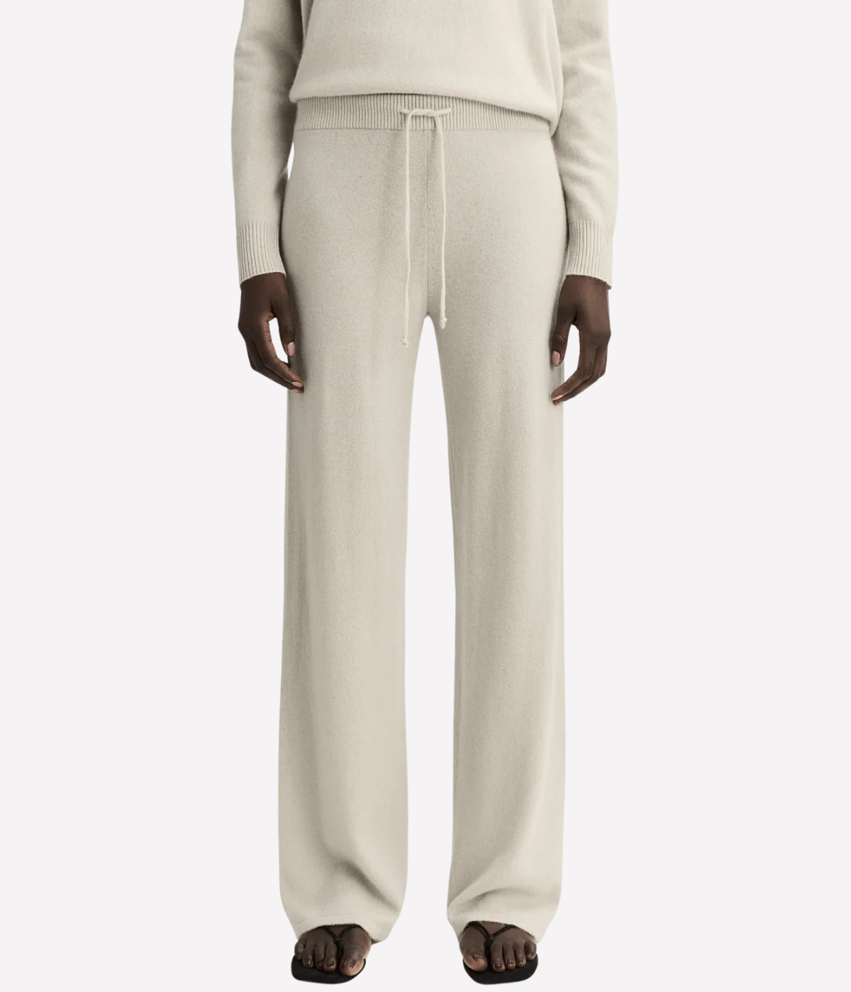 Cashmere Wide Leg Pant in Chalk