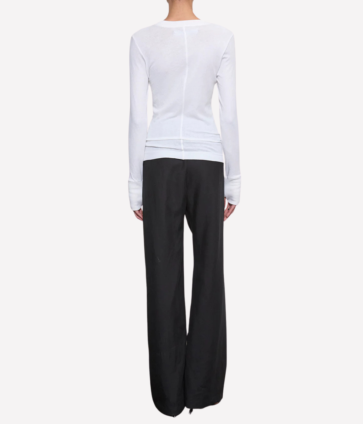 Cashmere Easy Cuffed Crew In White