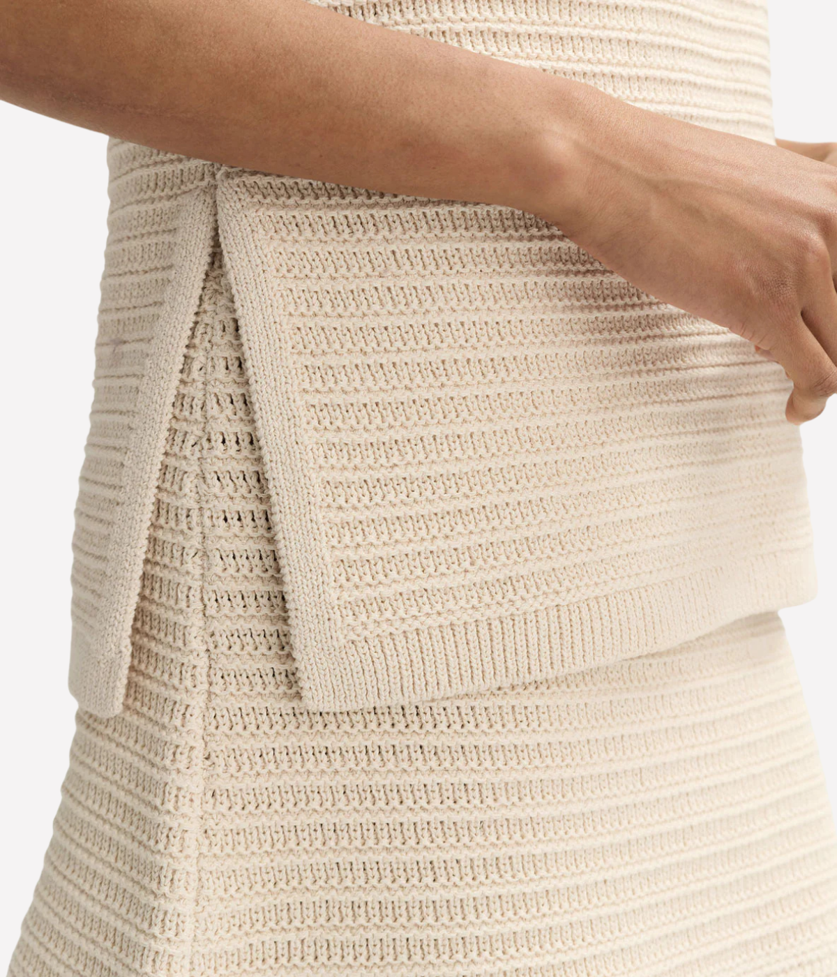 Soft Goat Mini Skirt in Beige – Close Up Detail