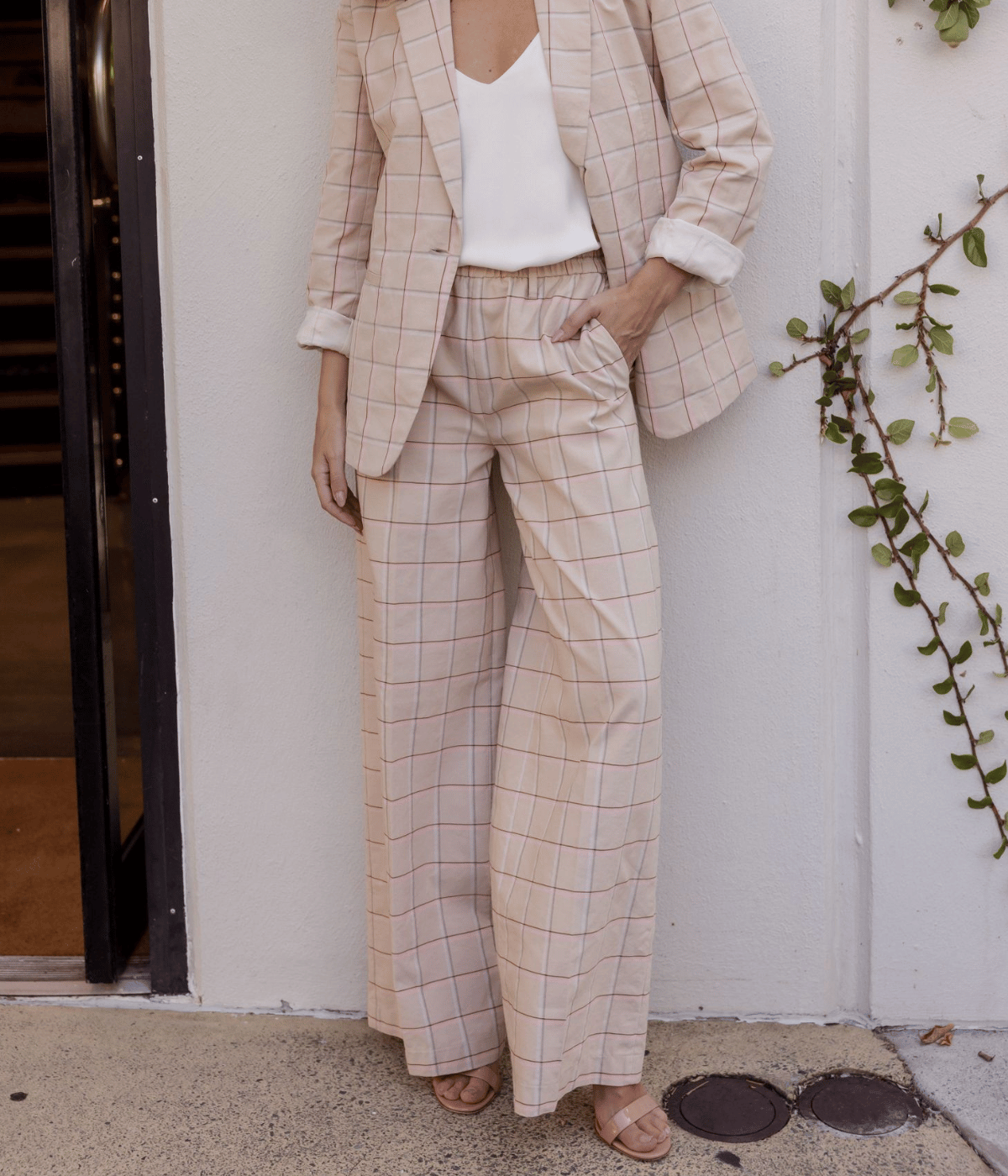 Organic Tartan Elasticated Loose Pants In Peonia