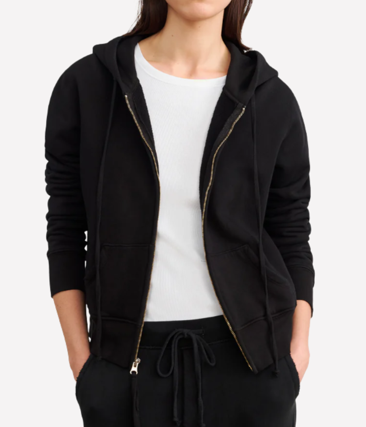 Callie Zip Up Hoodie in Washed Black