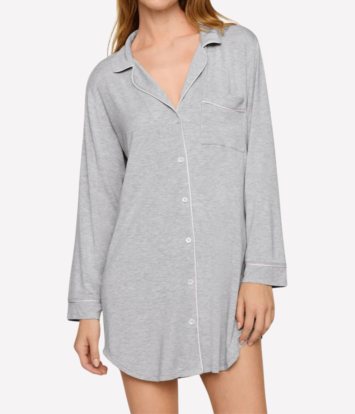 Gisele Sleepshirt in Heather Grey and Sorbet Pink