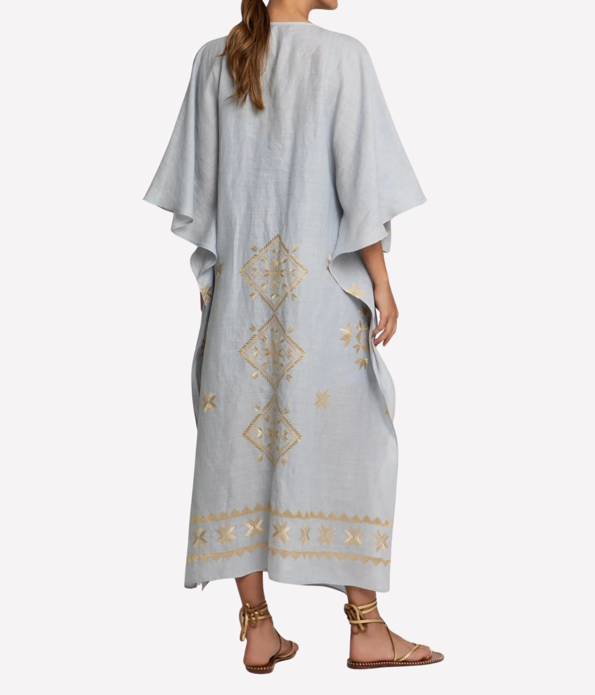 Lefkada Long Kaftan in Light Grey Gold