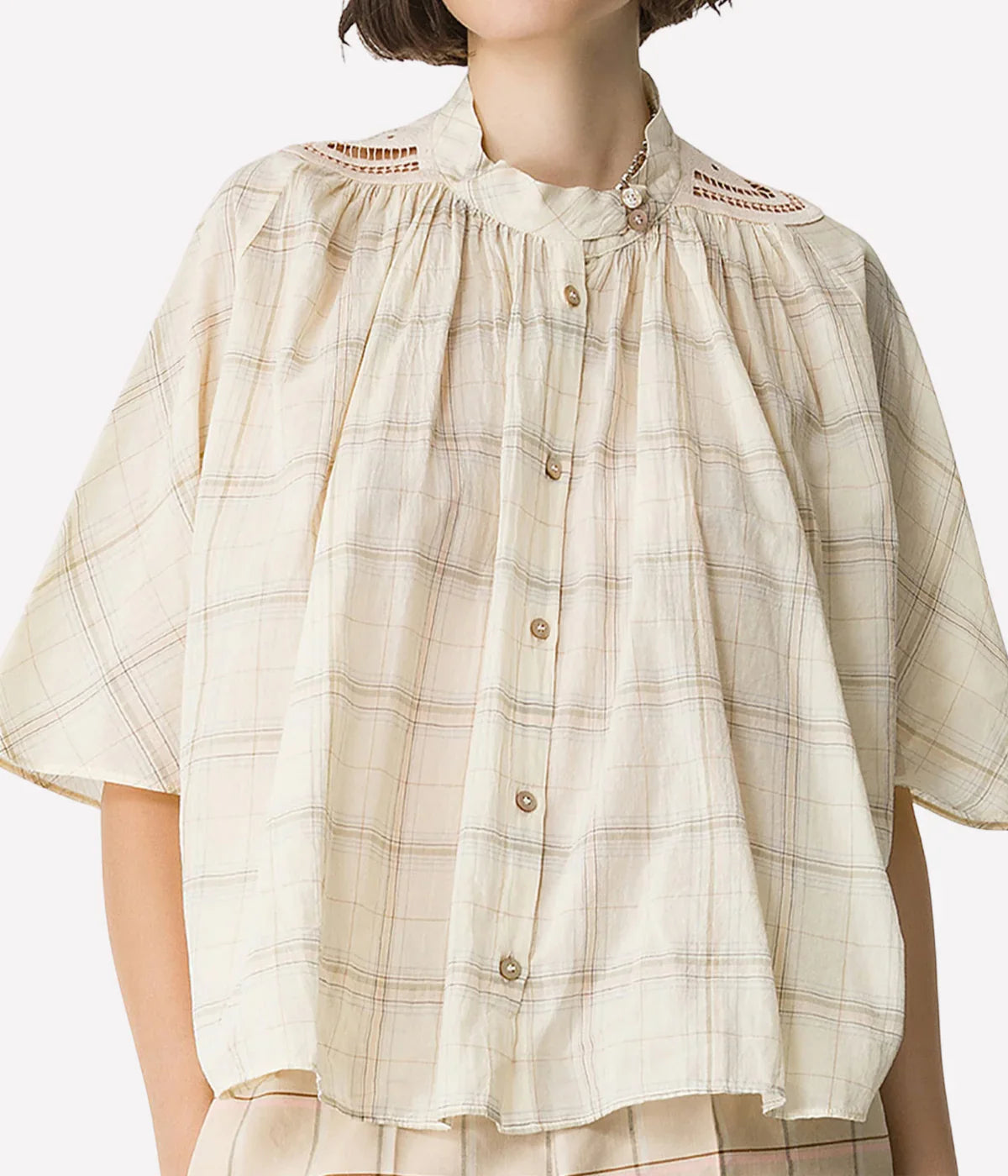 Bci Crepe Voile Half Sleeves Shirt In Lattementa