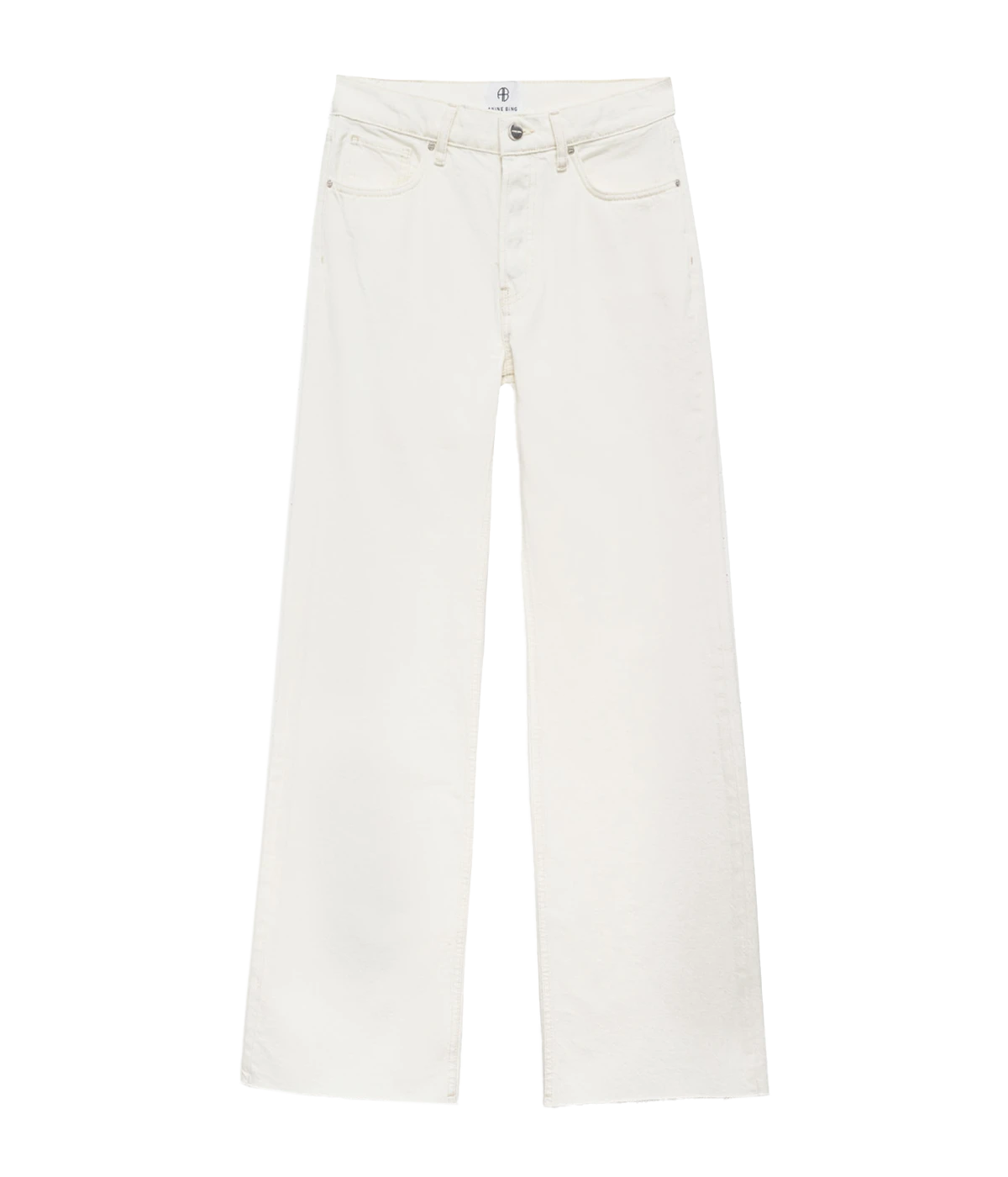 Relaxed, '90s-inspired wide-leg jeans in a light ivory wash, crafted from a rigid organic-cotton blend with a raw-edge hem.