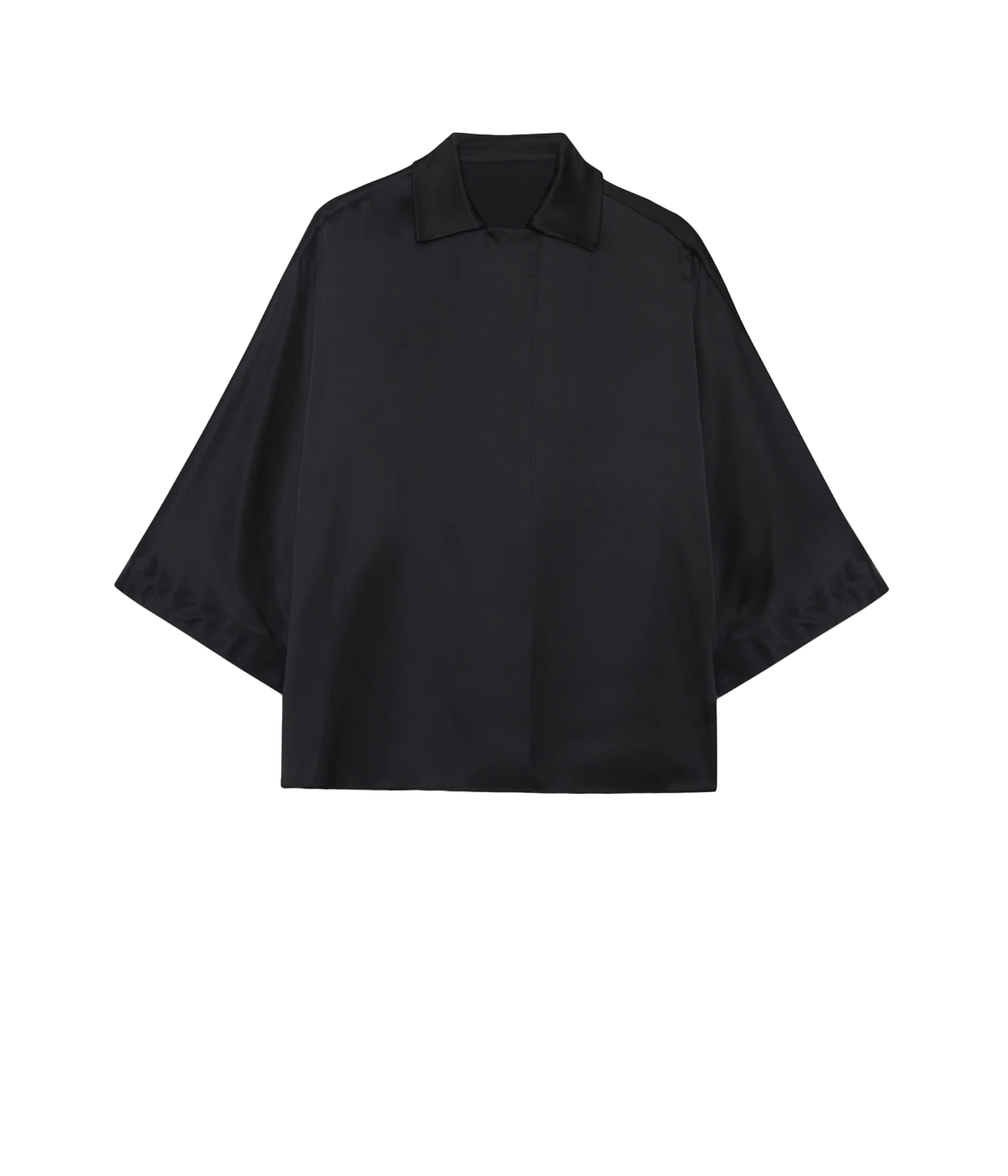 black short sleeve silk shirt by Anine Bing