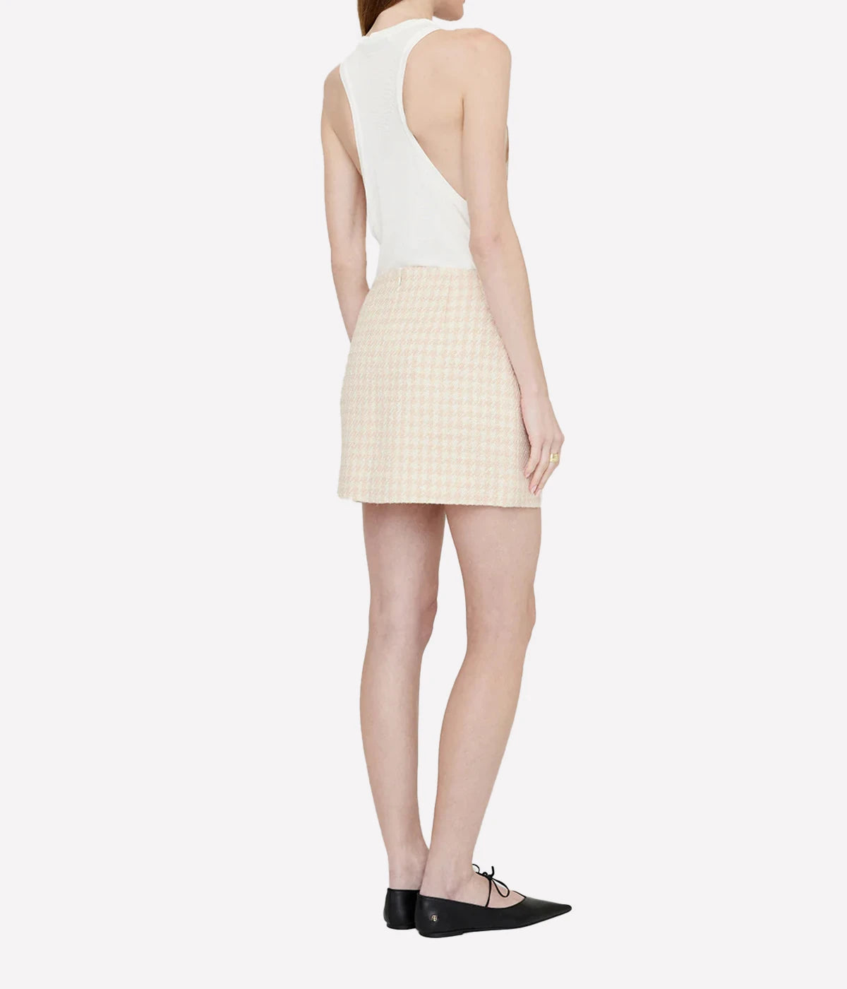 Vanessa Skirt in Cream Peach Houndstooth
