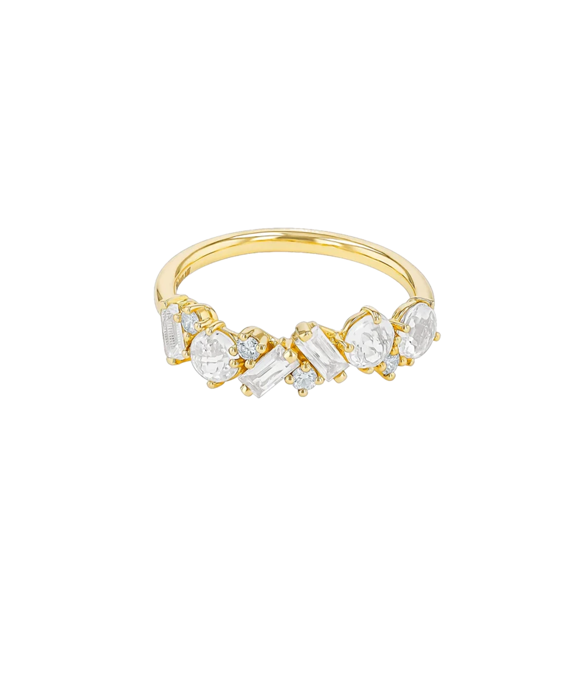 Amalfi Blend Half Band Ring in 14K Yellow Gold & White Topaz