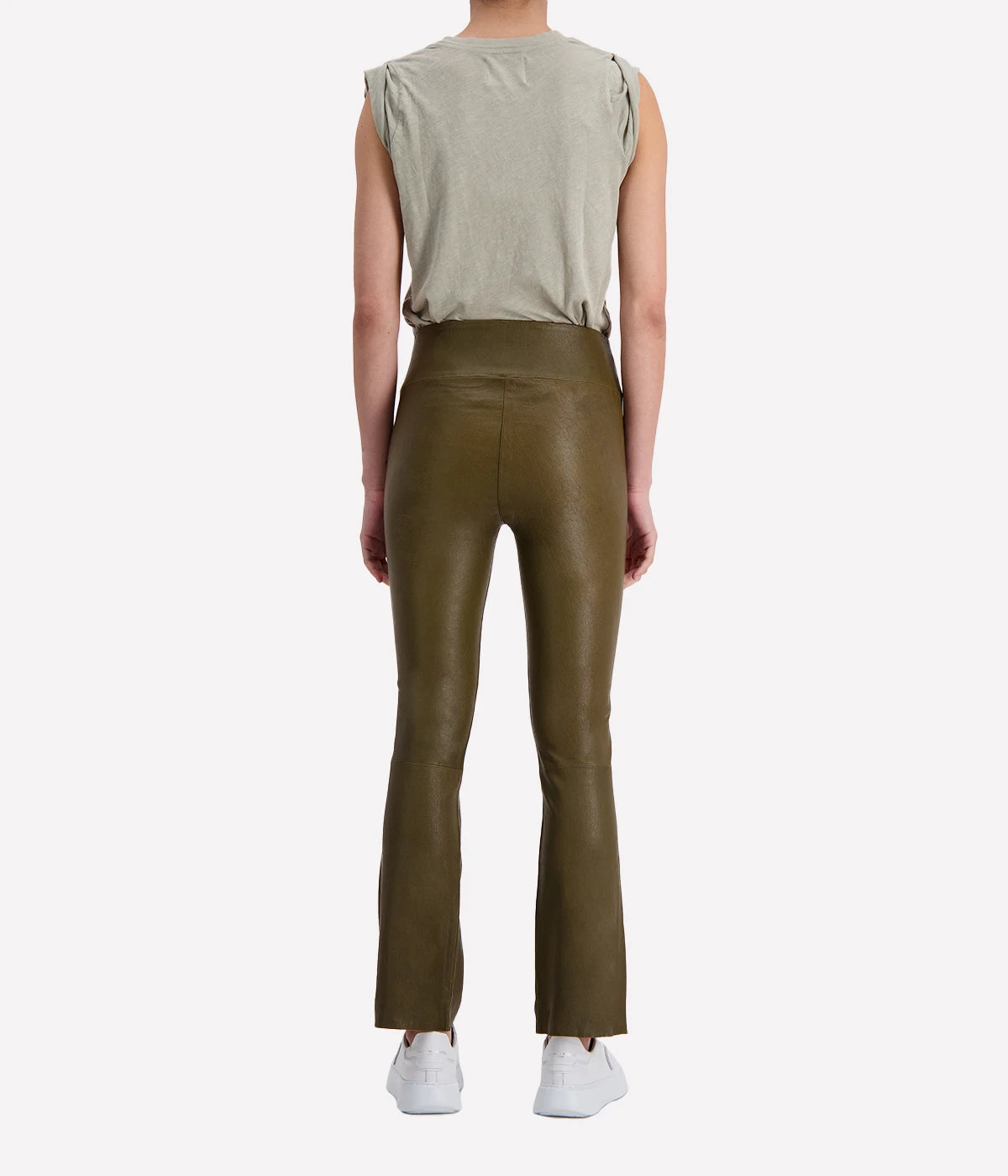 *FINAL SALE* Ankle Flare Leather Leagging in Moss