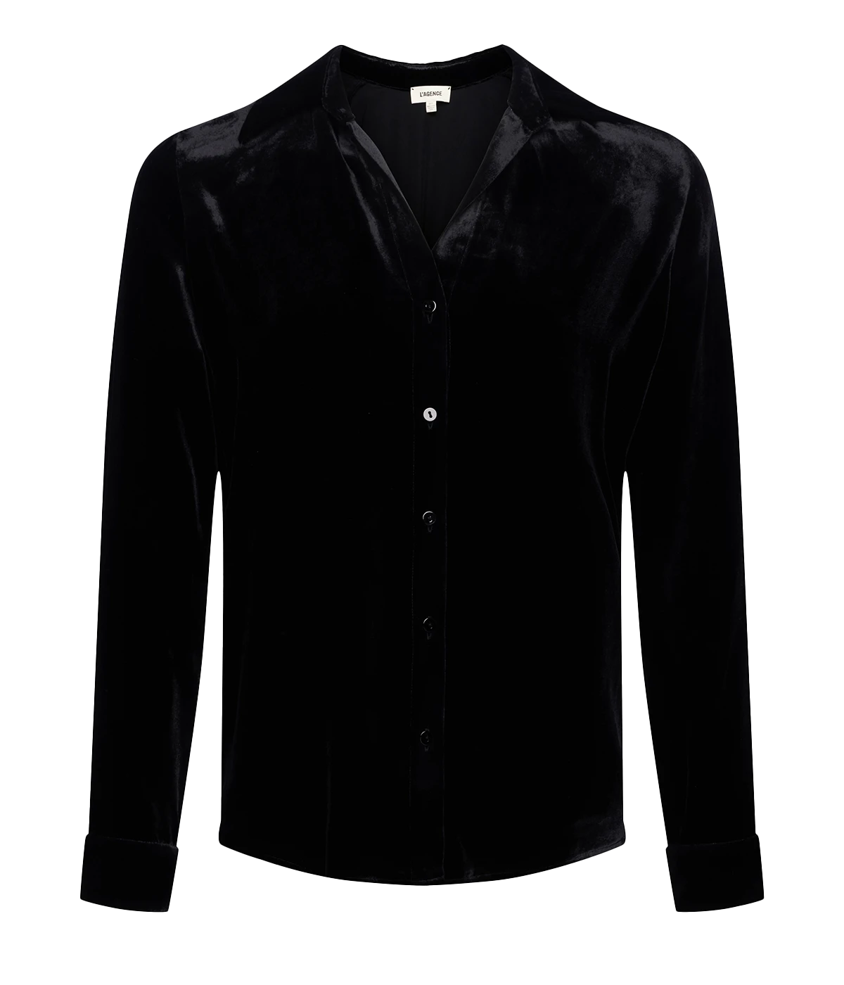 A black velvet oversized shirt, featuring luxurious velvet, timeless long sleeves, spread collar and cuffs. Elevated basic, bra friendly, made internationally, throw on and go.  