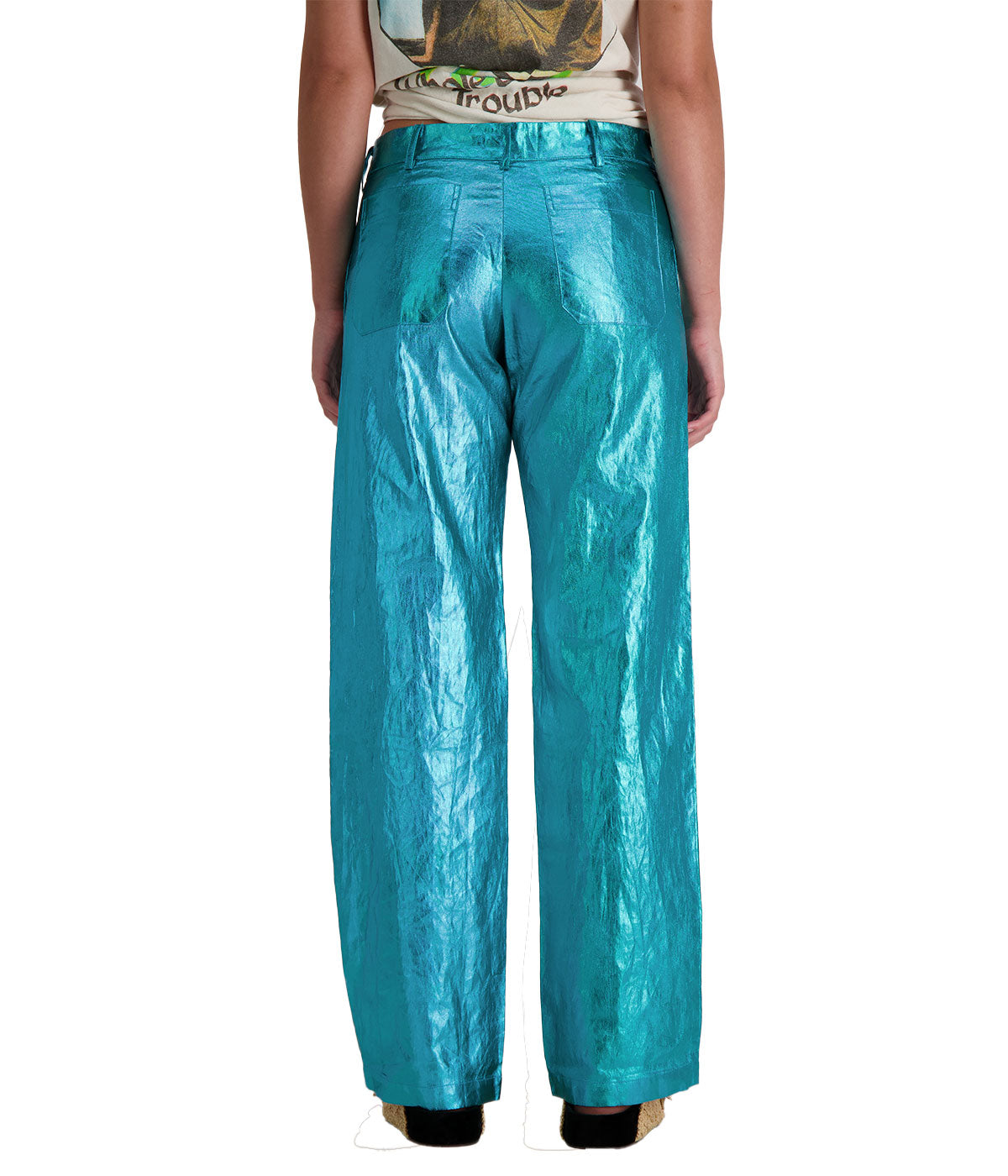 *FINAL SALE* Astro Metallic Linen Pant in Turquoise