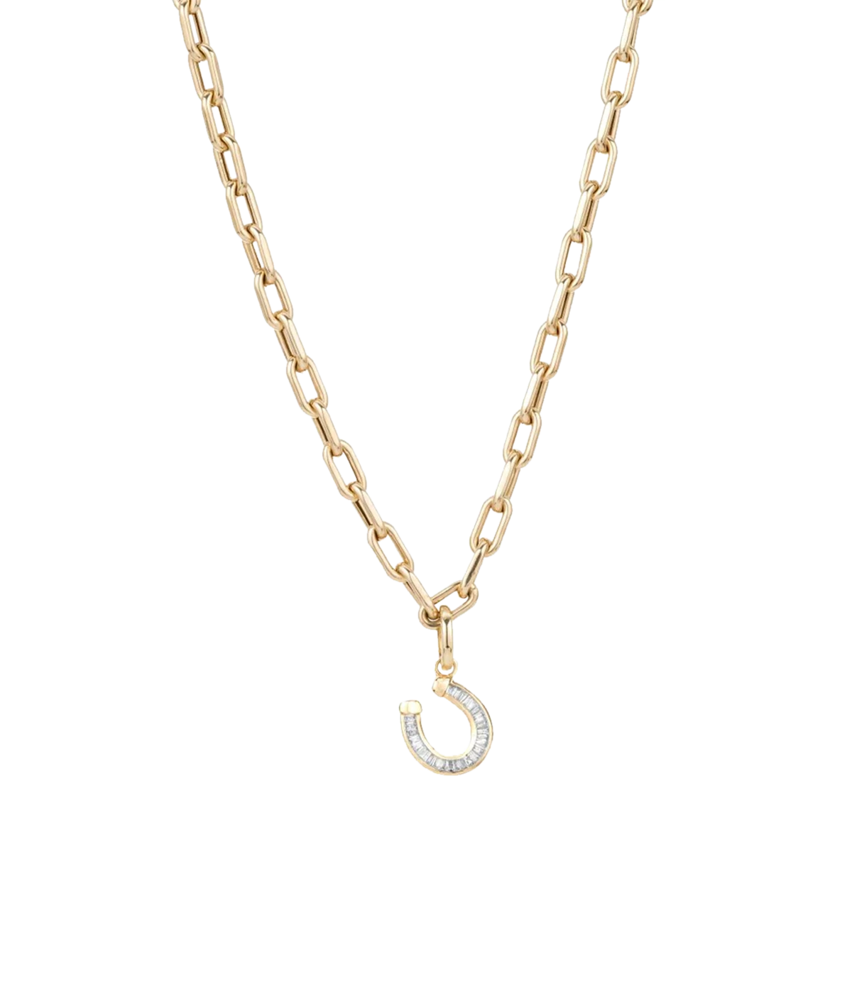 Baguette Horseshoe Charm in 14k Yellow Gold