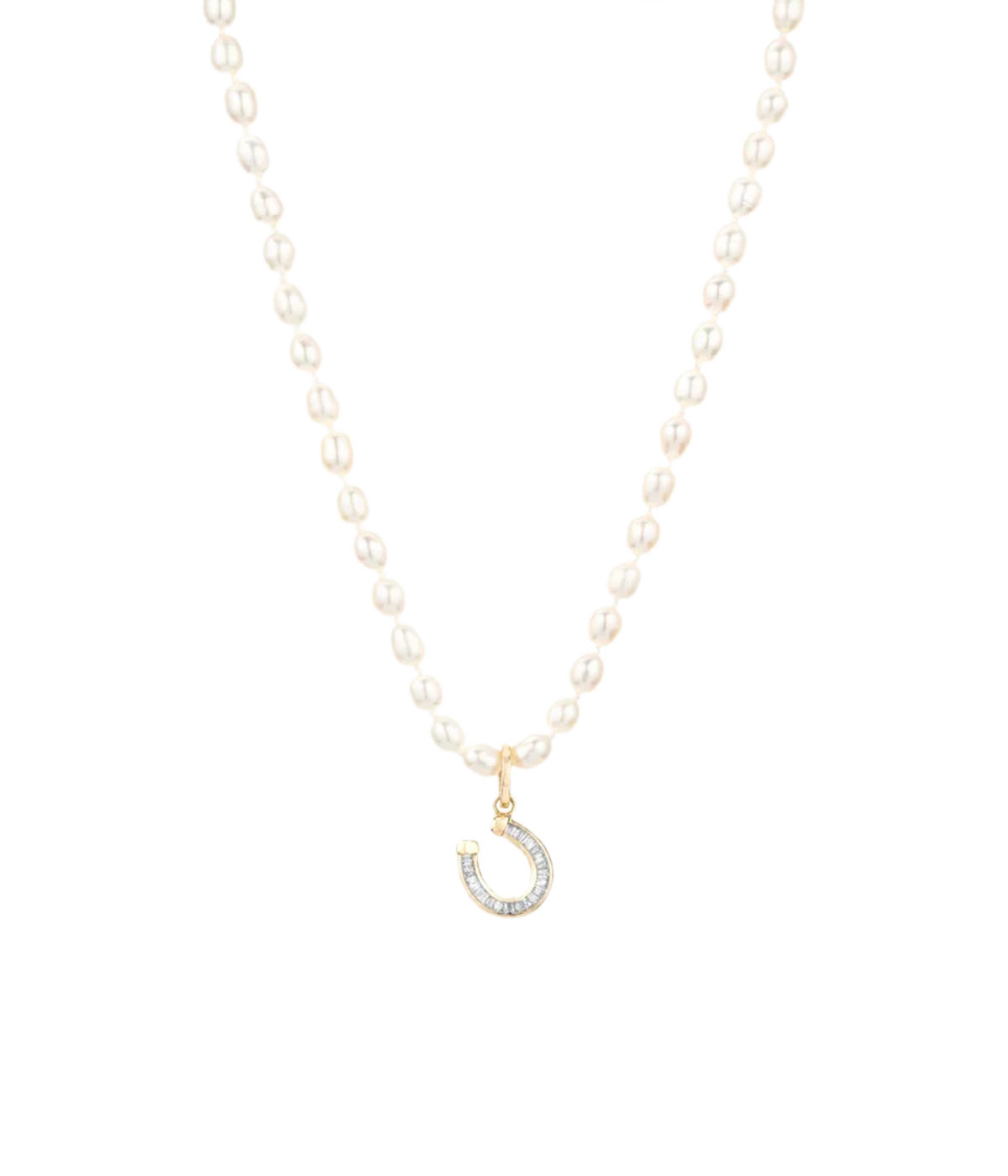 Baguette Horseshoe Charm in 14k Yellow Gold