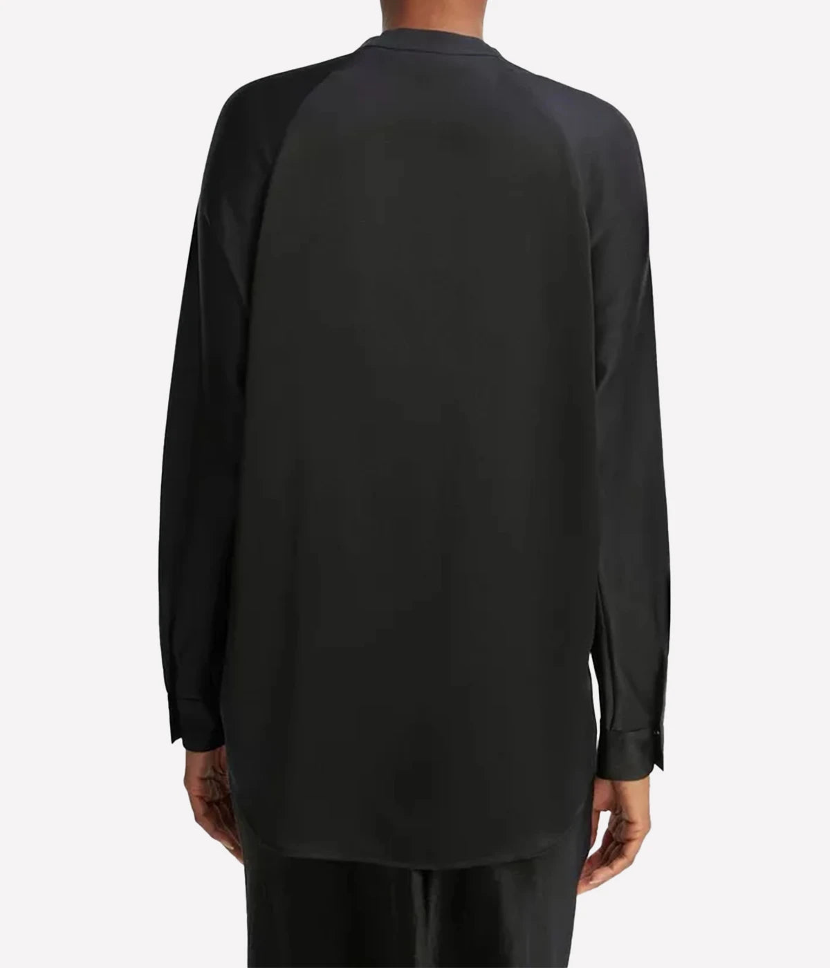Band Collar Blouse in Black