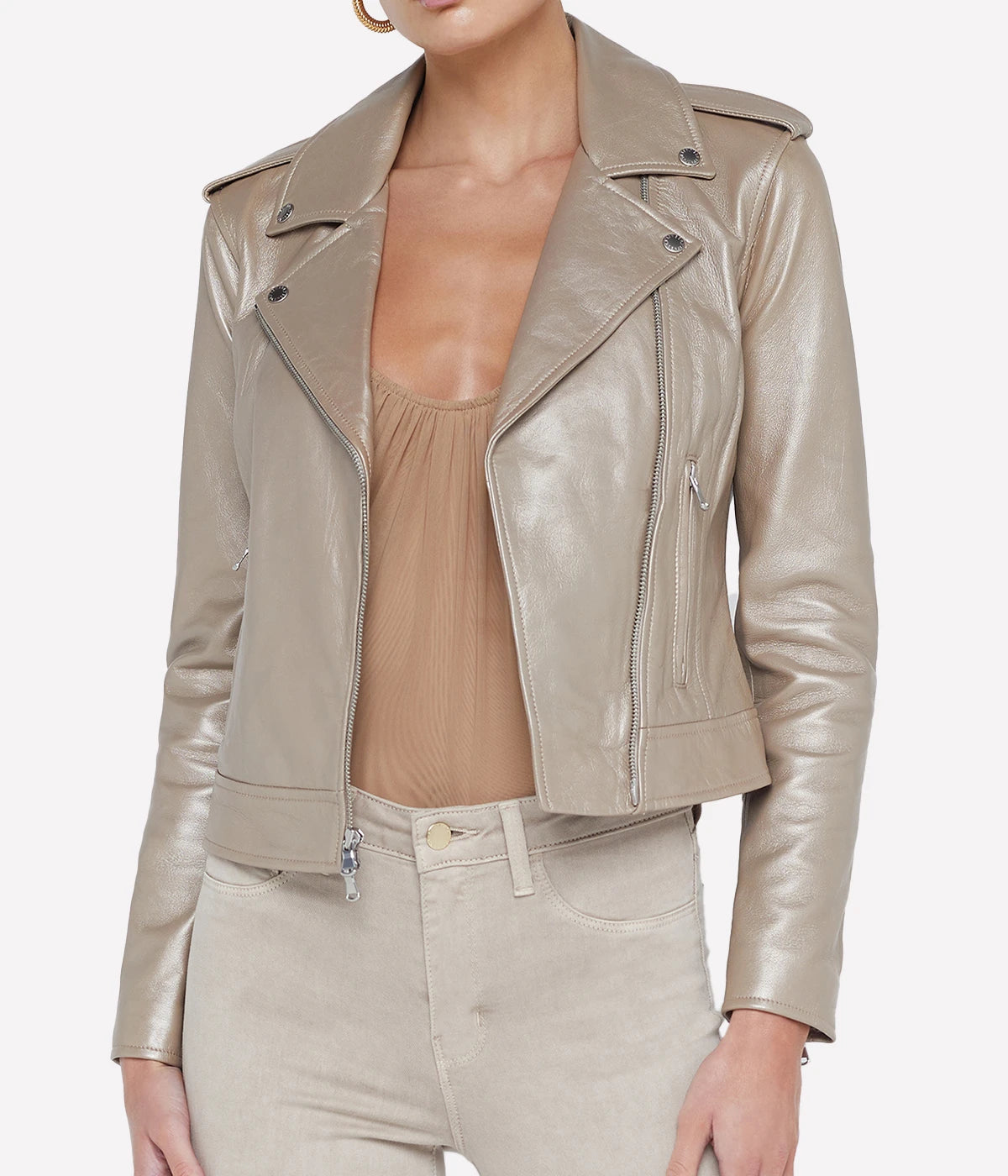 *FINAL SALE* Biker Jacket in Cashew Metallic