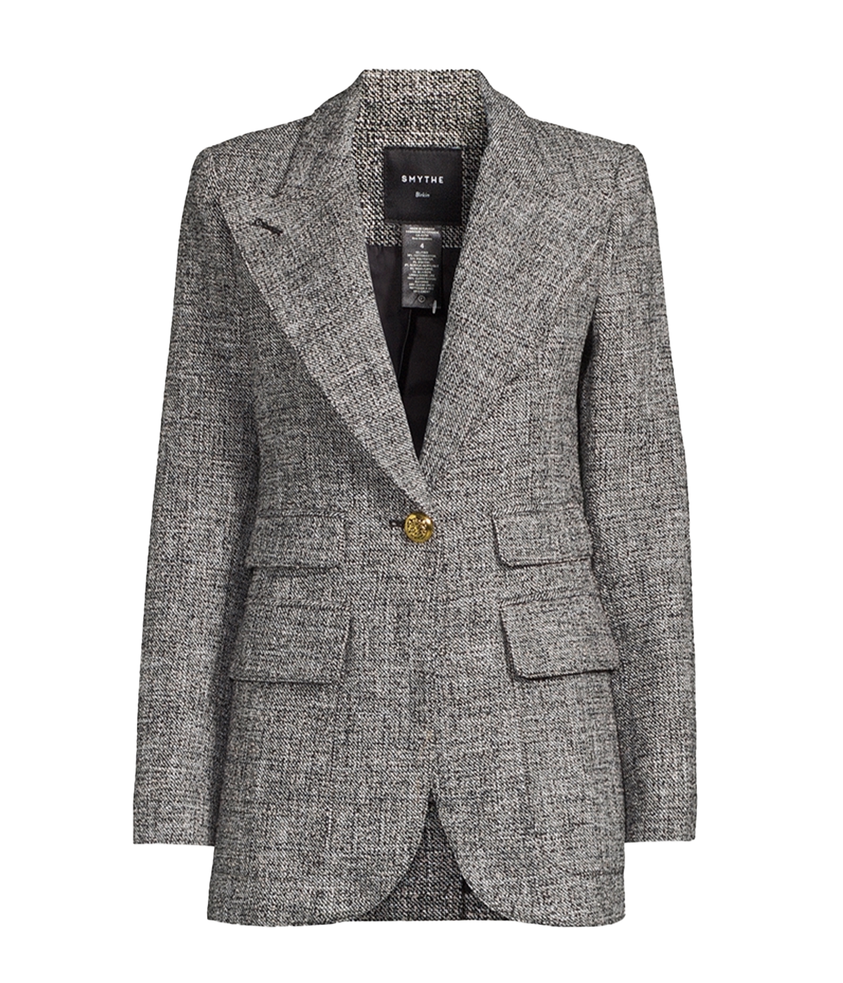 ALT text: Teal multi leopard print blazer with structured tailoring, wide lapel and metallic detail