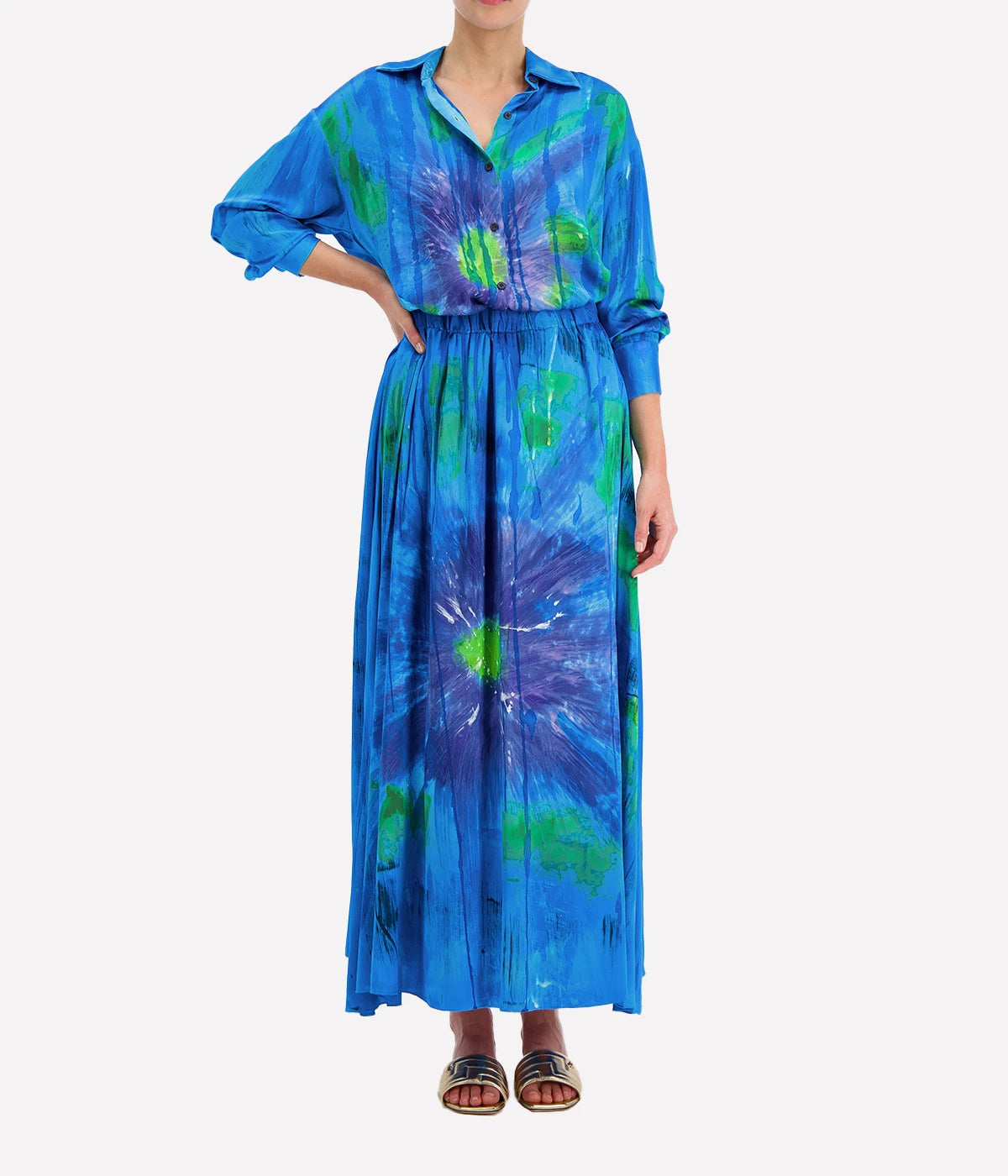 *FINAL SALE* Liquid Art Silk Skirt in Turchese