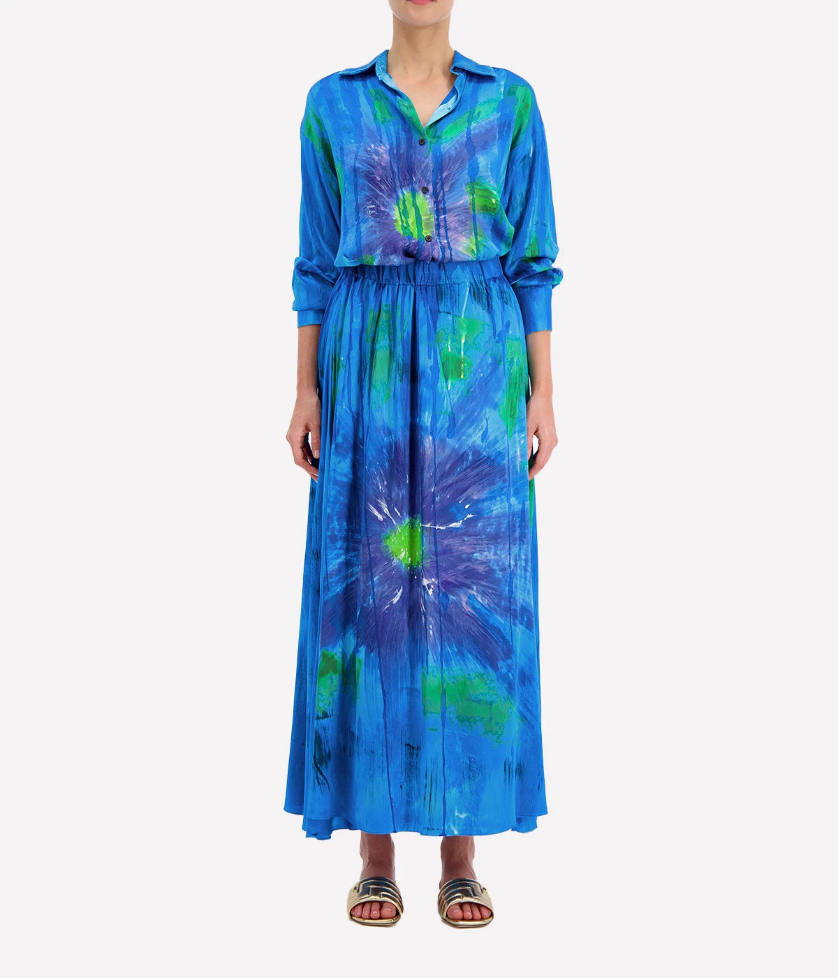 *FINAL SALE* Liquid Art Silk Skirt in Turchese