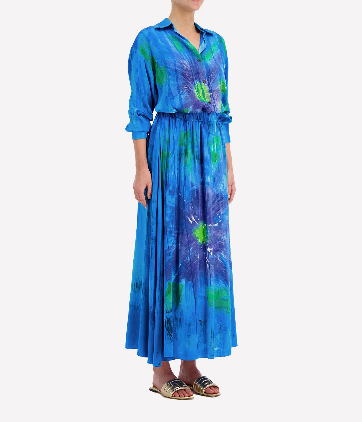 *FINAL SALE* Liquid Art Silk Skirt in Turchese