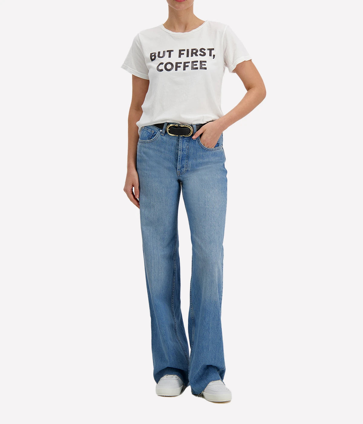 But First Coffee Tee in White