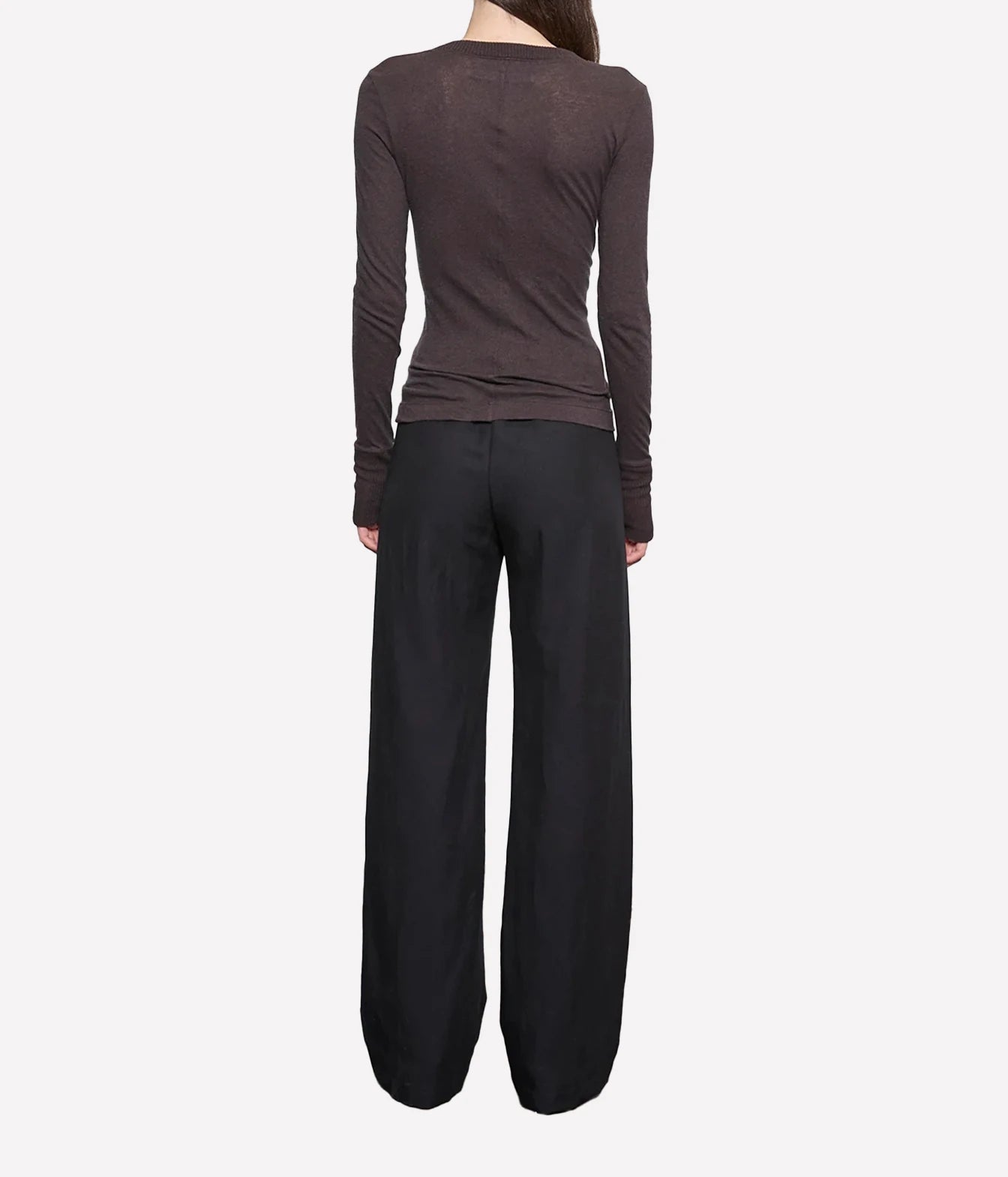 Cashmere Easy Cuffed Crew in Dark Brown