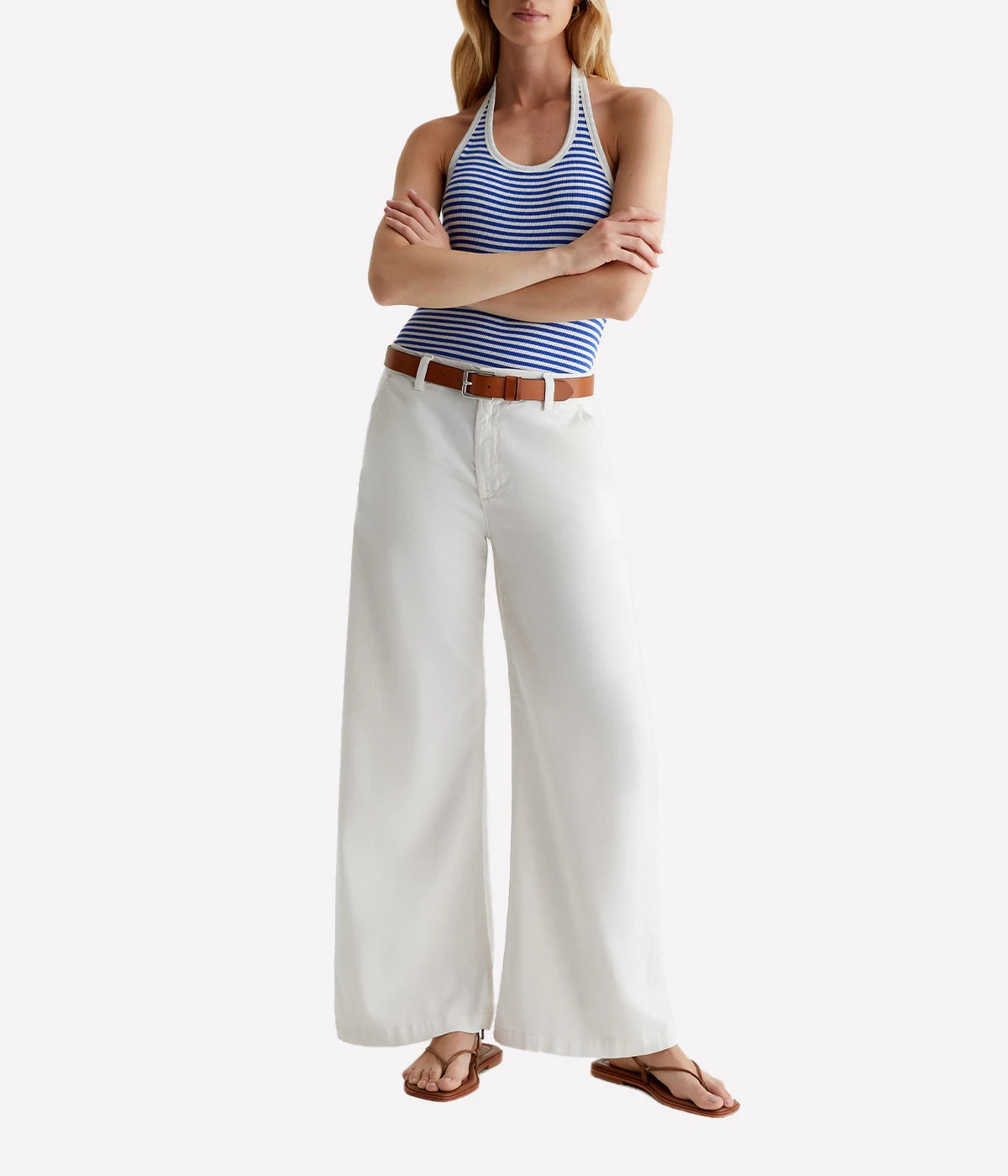 Caden Wide Leg Pant in Powder
