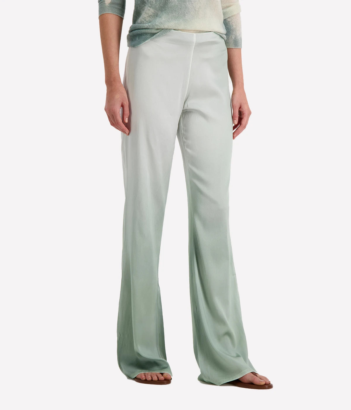*FINAL SALE* Degrade Silk Flare Pant in Jade