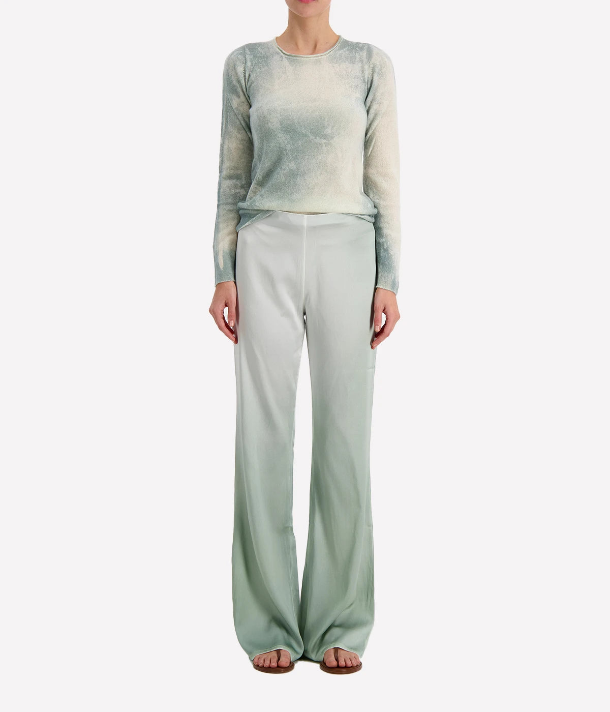 *FINAL SALE* Degrade Silk Flare Pant in Jade