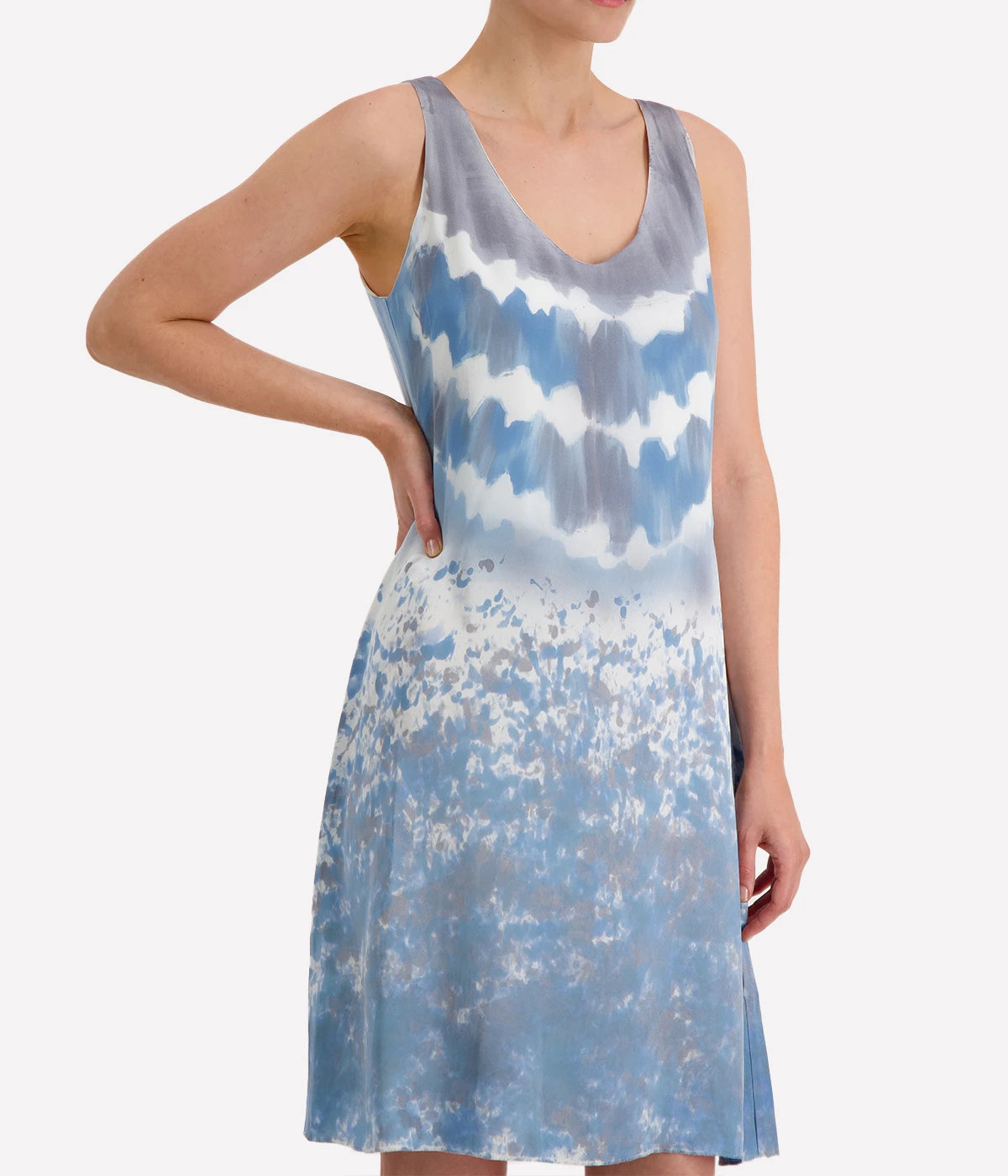 *FINAL SALE* Camouflage Short Silk Dress in Water