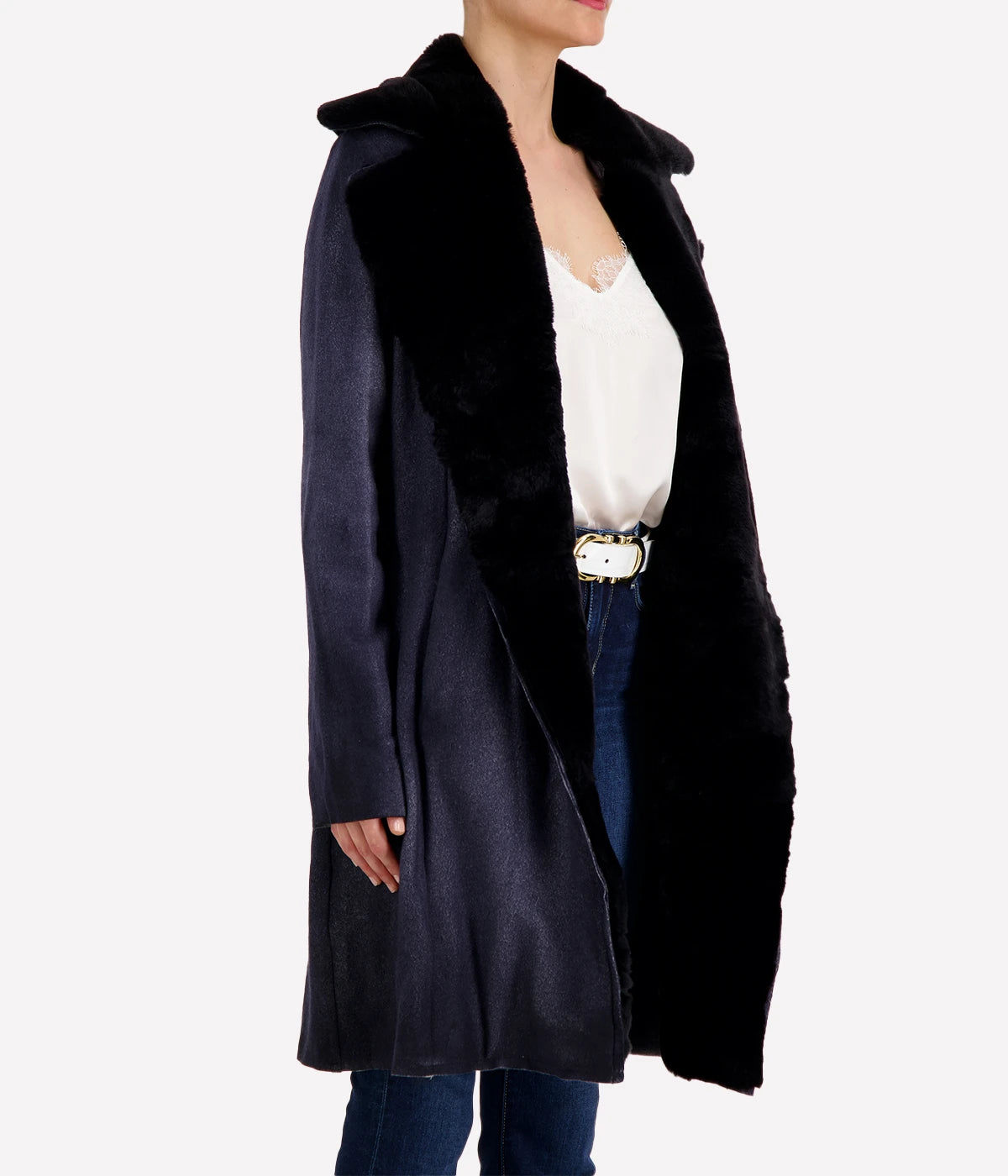 Cappotto Rever Coat in Navy
