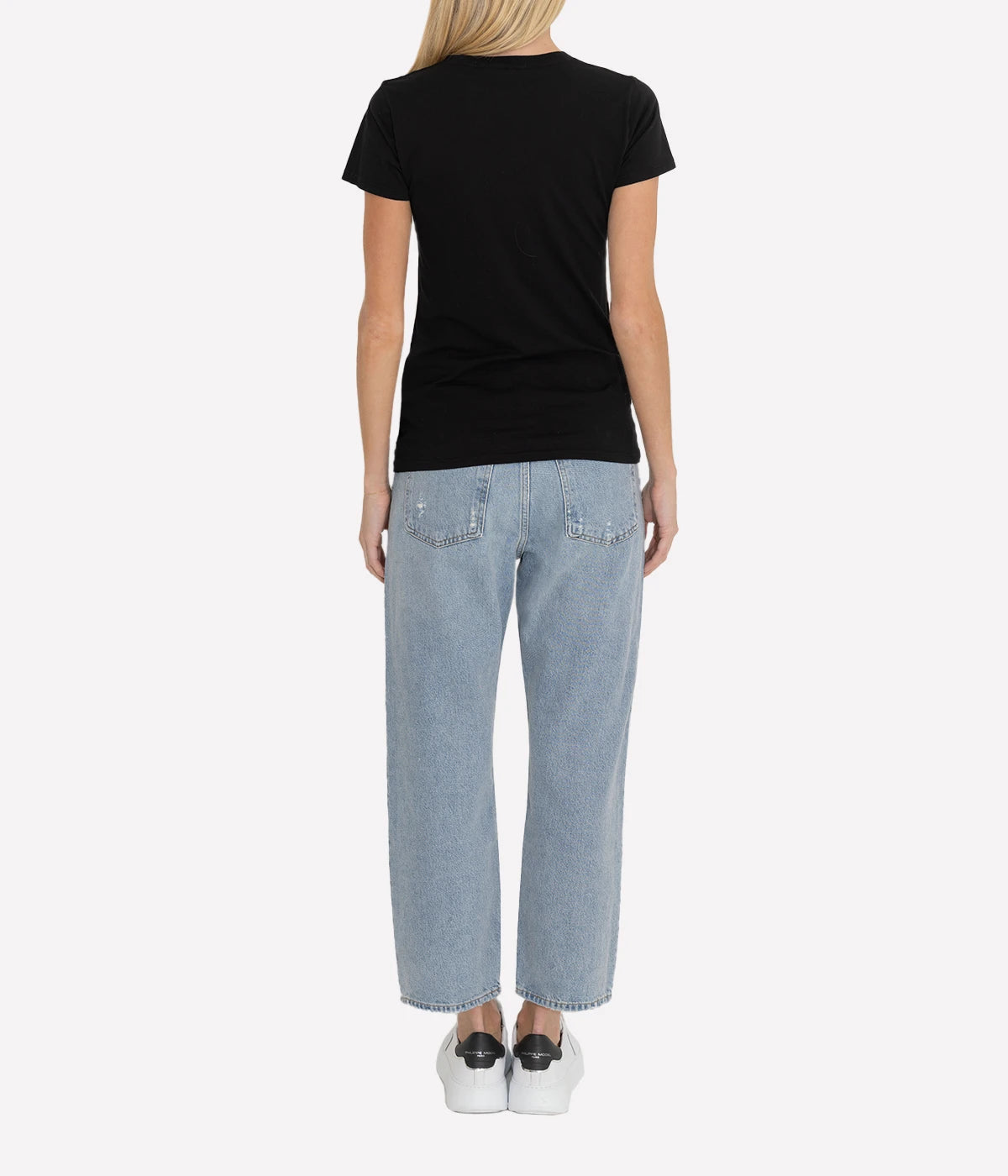 Carol V Neck Tee in Jet Black