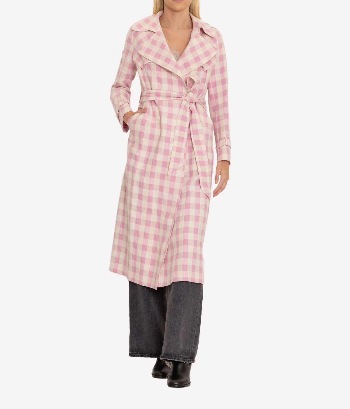 Carola Coat in Pink Check
