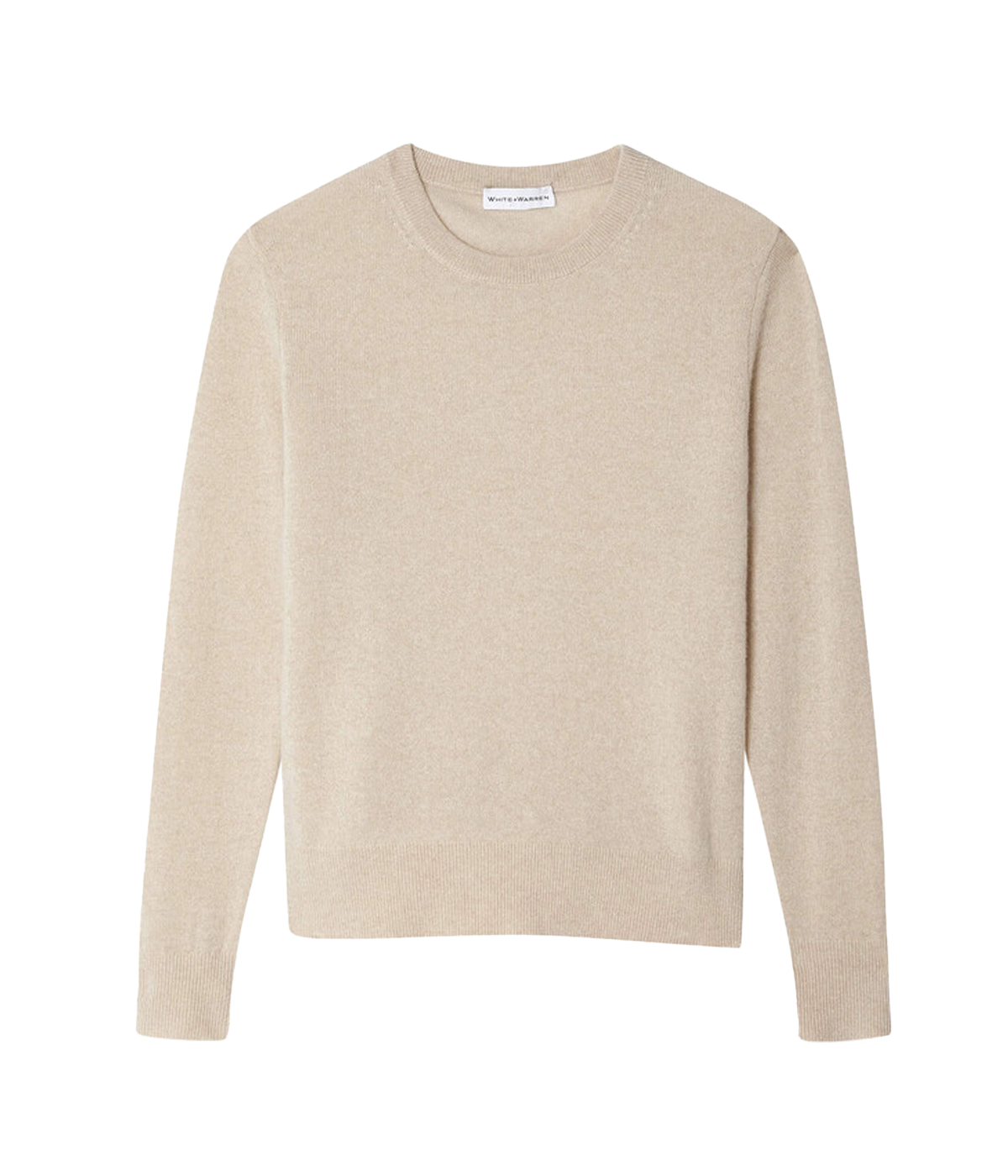 ALT: Women's relaxed fit cashmere crewneck sweater in classic weight with ribbed detailing and low-hip length