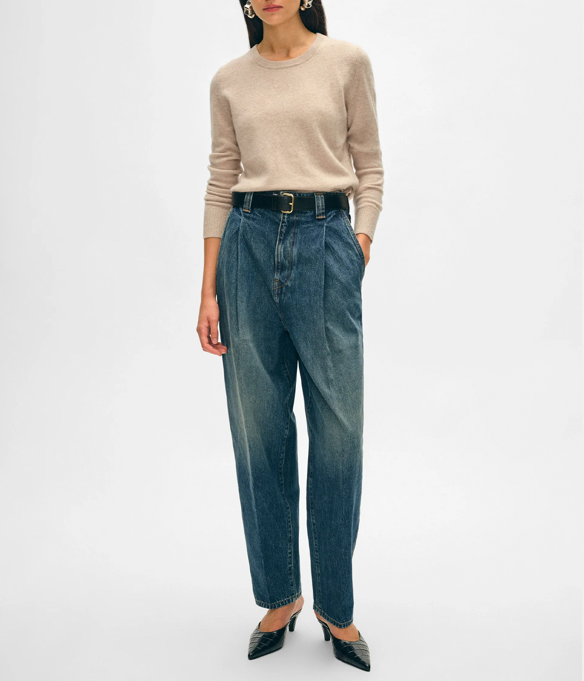 Cashmere Crew in Sand Wisp