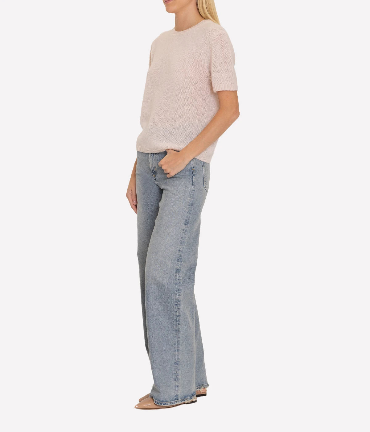Cashmere Featherweight T-Shirt in Pink Sand