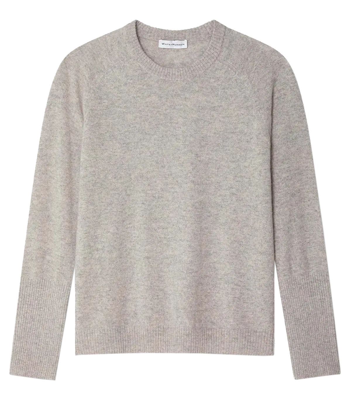 Cashmere High Rib Cuff Crewneck in Misty Grey Heather