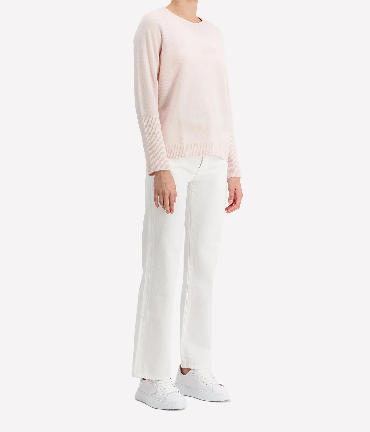 *FINAL SALE* Cashmere High Rib Cuff Crewneck in Pink Sands