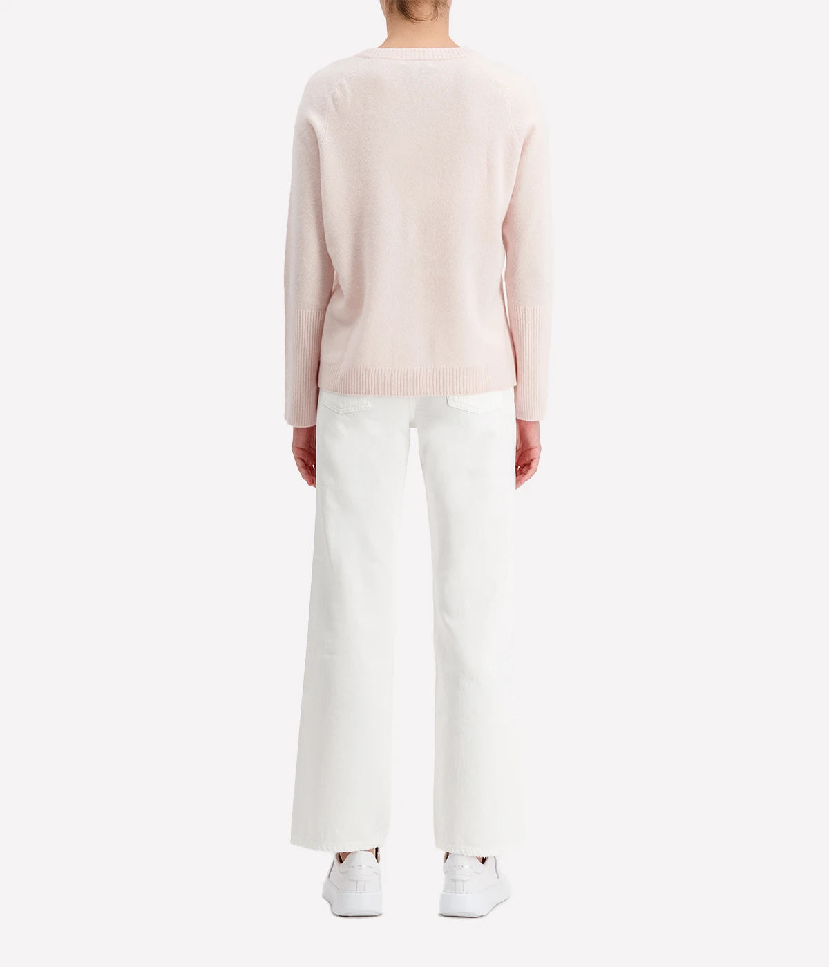 *FINAL SALE* Cashmere High Rib Cuff Crewneck in Pink Sands