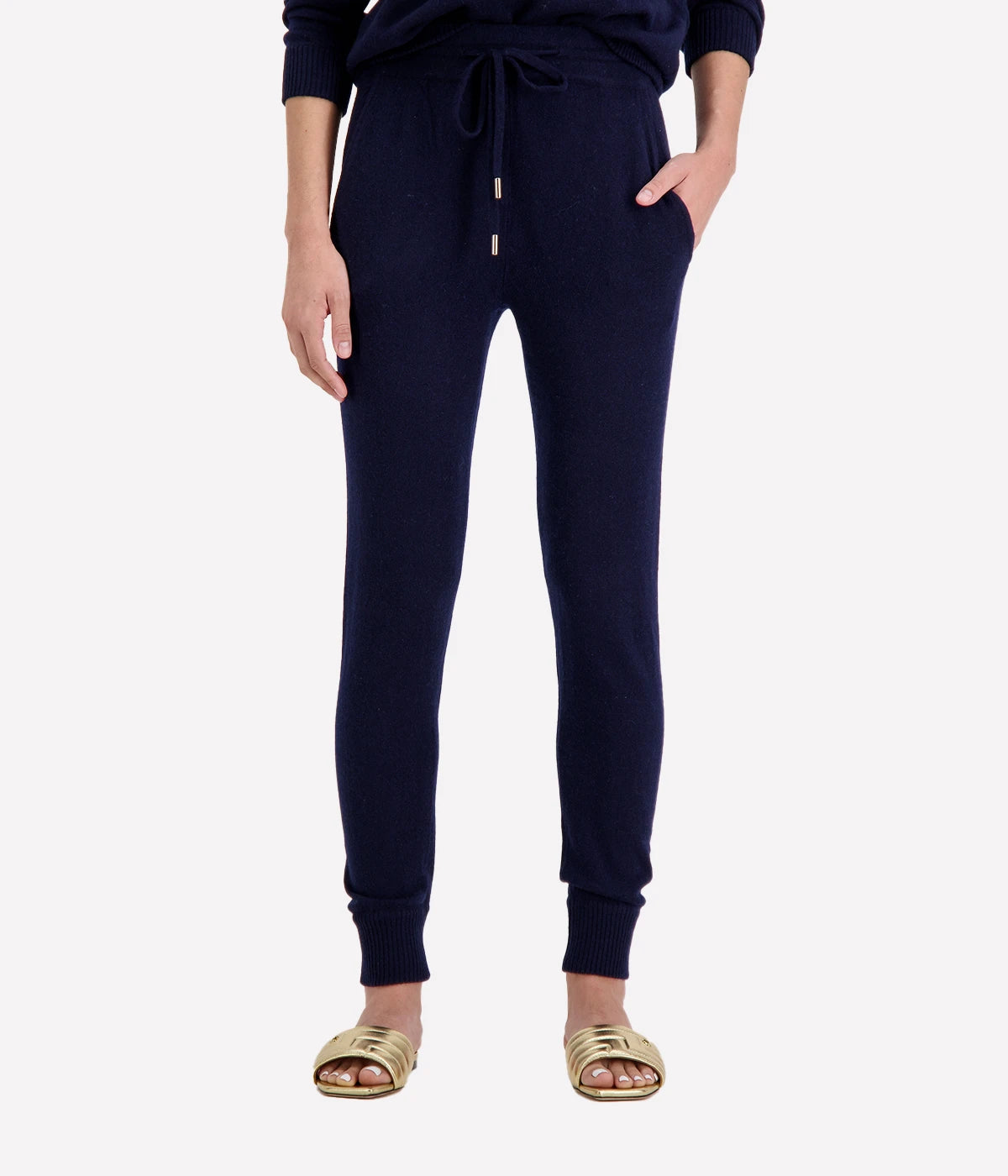 Cashmere Jogger Track Pants in Navy