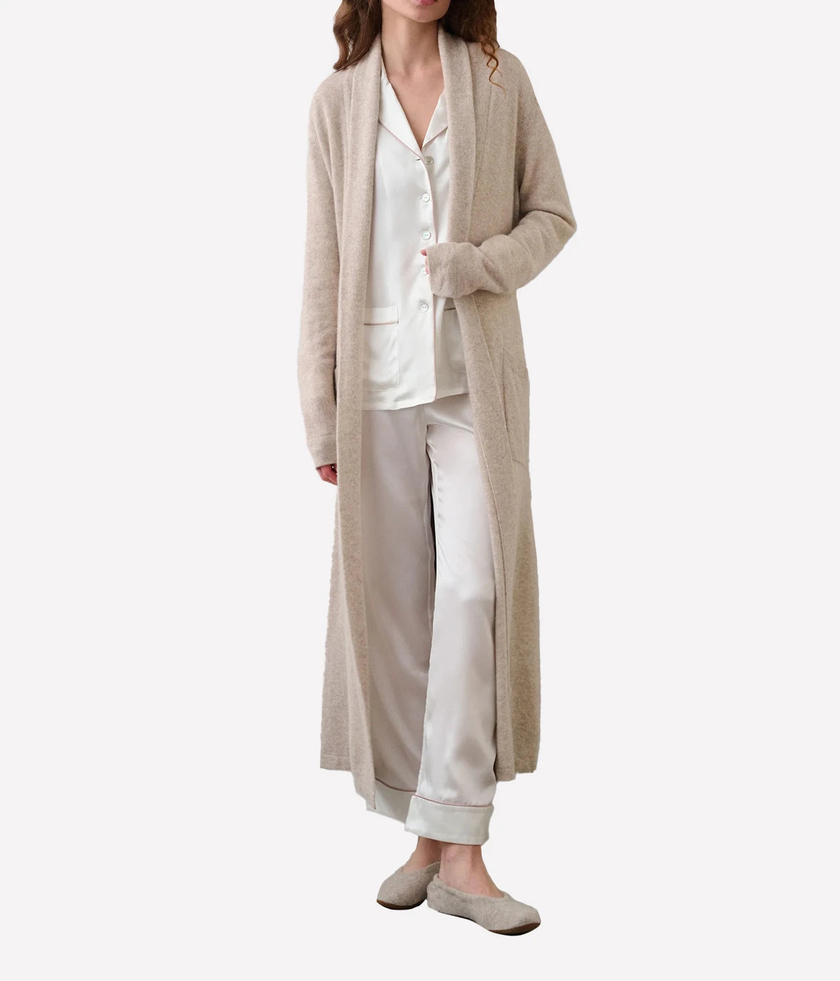 Cashmere Long Robe in Sandwisp