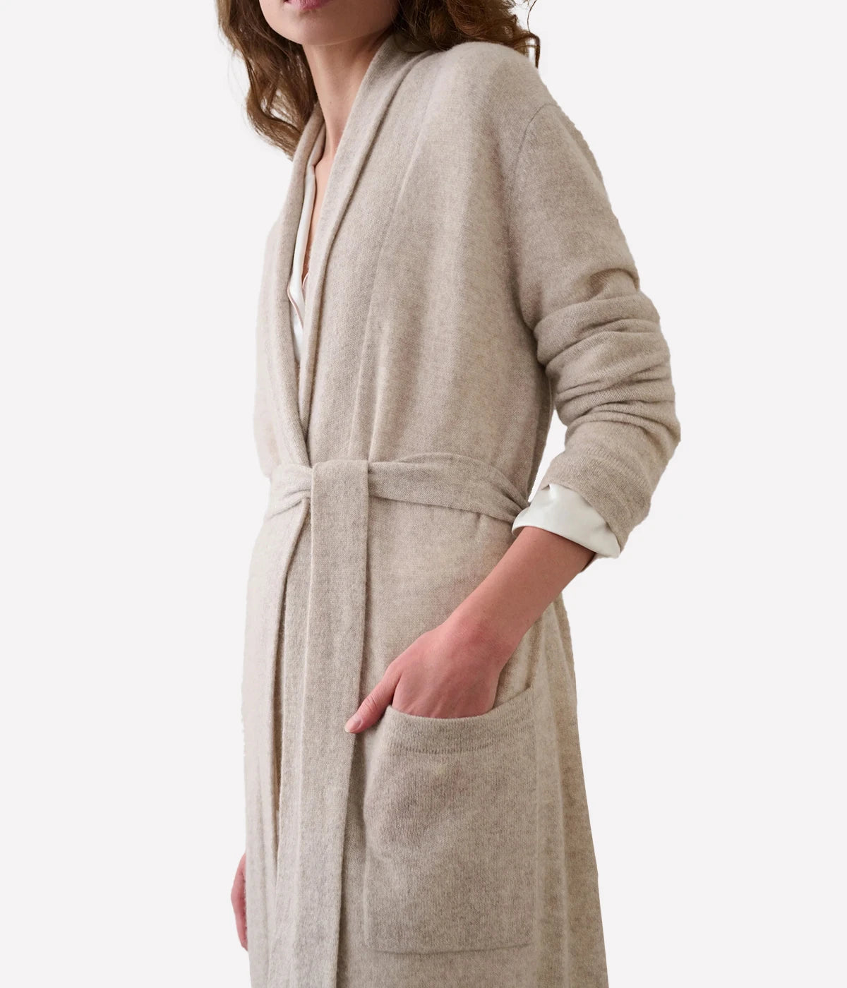 Cashmere Long Robe in Sandwisp
