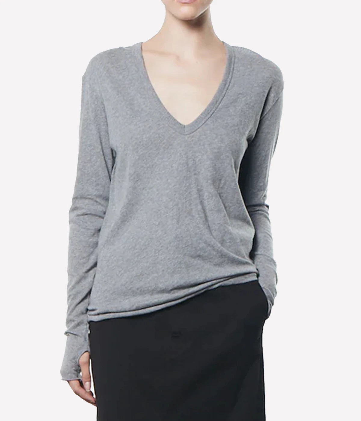 Cotton Cashmere Long Sleeve Mock Neck