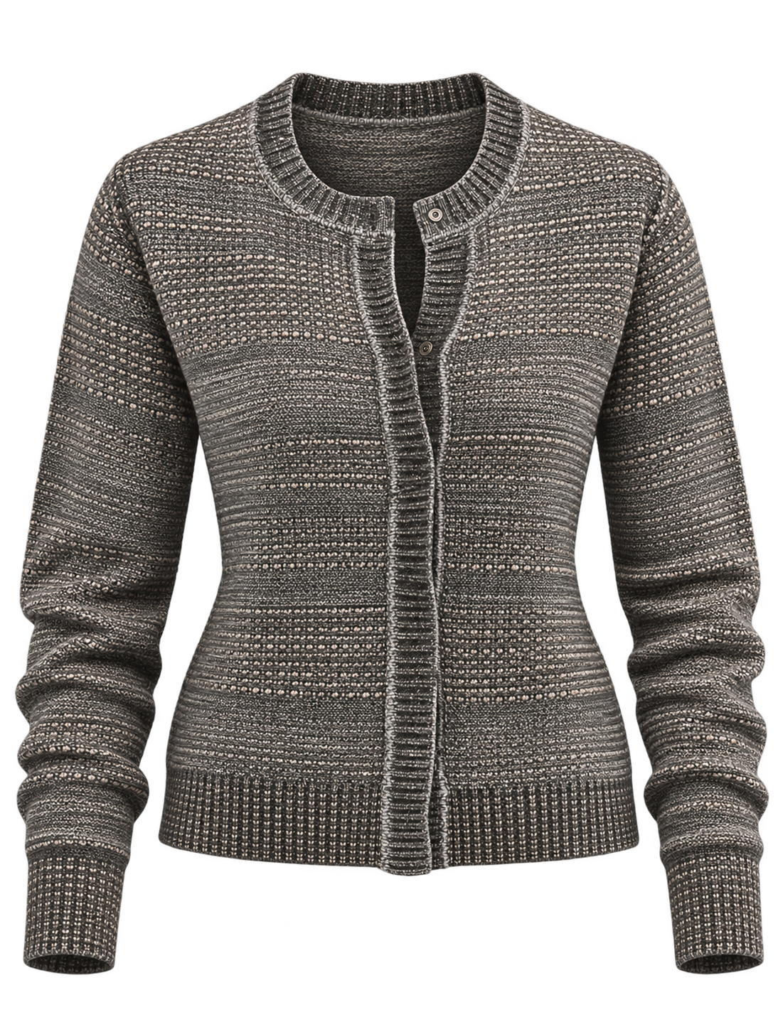 Avant Toi 15th Anniversary Studded Cardigan In Huskey, product front view flat lay