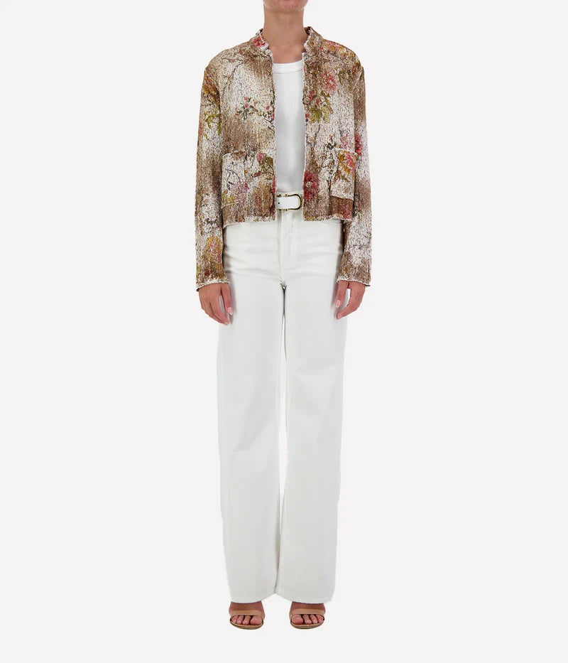 Cherry Bloom Round Neck Jacket in SUGHERO